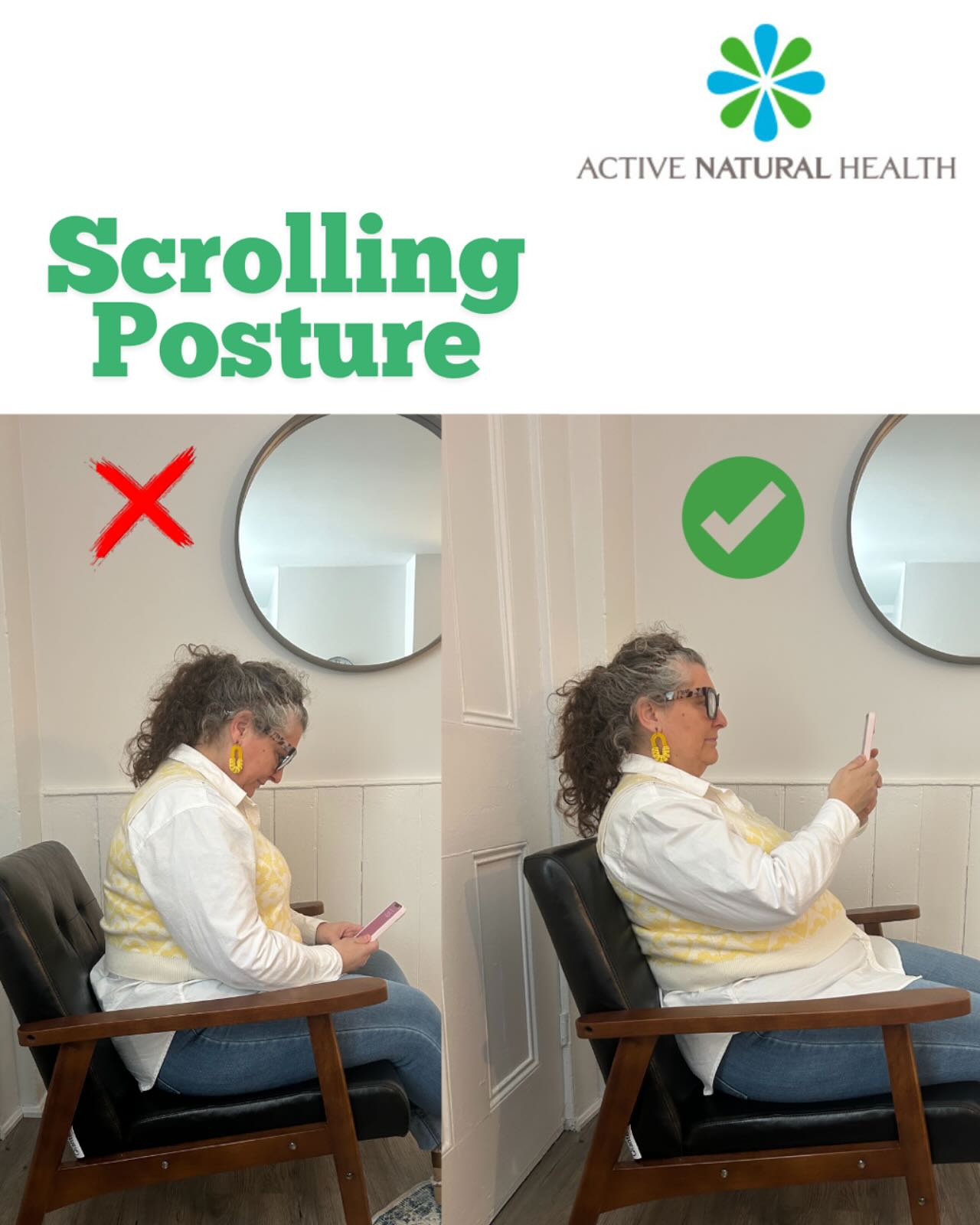 ❗️Check out your posture when you are scrolling, texting or reading on your phone
✅ neck and back straight
✅ eyes forward
✅ prop up elbows on pillow or surface to support the phone
Prolonged hunching or looking down can lead to neck pain and headaches 🤕
