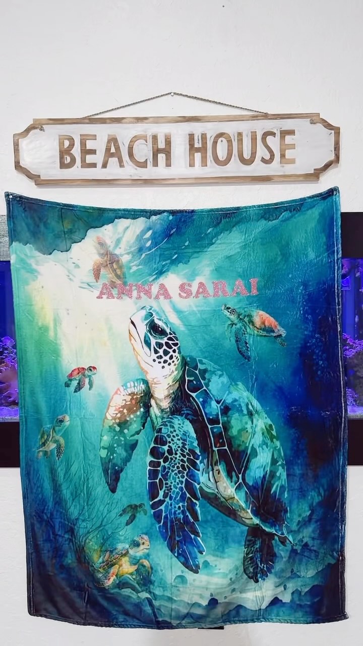 Looking for a special gift? Perhaps a personalized blanket with their name? Keep following us for idea inspo 🥹🐢🌊🪸#personalizedgifts #blanket #ideas #giftideas #inspo #turtles #oceantheme #birthday #funideasforkids #creativity