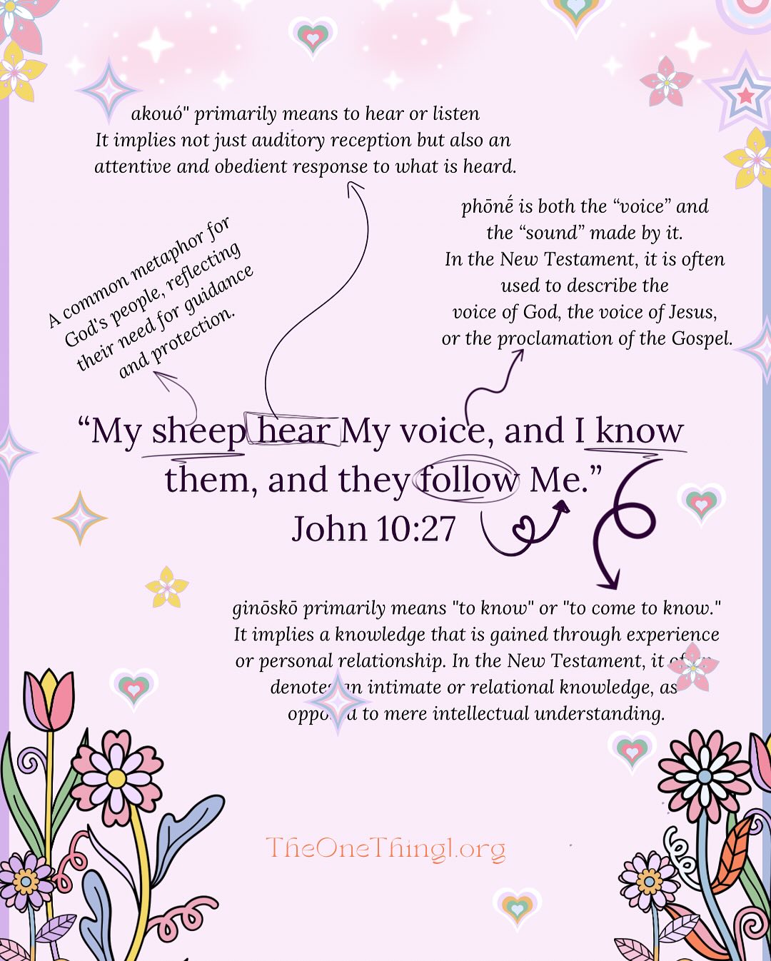 Hi Friends👋🏾, did you know hearing the voice of God is the birthright of every born-again believer? It isn't striving—His blood paid for it!
Beloved, the message from the Lord is to take hold of our inheritance in Him. If we learn nothing more from Esau let it be this: though he was the rightful heir of the firstborn blessing, he gave it away carelessly—and that alone should speak volumes to us.
A vital part of our spiritual heritage is the great and precious promises Jesus purchased with His blood—and among them is the gift of hearing His voice and the grace to respond.
Remember, before we knew Jesus, before we ever looked in His direction—He was pursuing us so that we would know God in every aspect. He is not hiding from us—the God who is everywhere delights being acknowledged somewhere.
When we respond to the call of salvation, it’s because we 𝒽ℯ𝒶𝓇𝒹 the wooing of the Spirit bidding our hearts, “Come.”
We 𝒽ℯ𝒶𝓇 the Gospel of our Lord Jesus cry out, “Forgiven,” as we gaze upon the cross, and receive His righteousness as gift, as our eyes fastened upon the empty tomb—He is speaking.
We 𝒽ℯ𝒶𝓇𝒹 the heart of God beating as He whispered, “I love you” and “You are Mine,” not because of anything we’d done but because it is who He is—Love is speaking.
ℋ𝒾𝓈 𝓅𝓇ℯ𝓈ℯ𝓃𝒸ℯ 𝒾𝓈 𝓋ℴ𝒾𝒸ℯ!
Child of God, we hear Him every day, and in various ways, He makes Himself known to us. Let the reality of our inheritance in Christ stir your heart. We are the sheep of His pasture, and we hear His voice. Lean into the truth. Open His Word. Sit in His presence. Respond to the gentle leading of His Spirit. Take a moment today to listen—ℋℯ’𝓈 𝒶𝓁𝓌𝒶𝓎𝓈 𝓈𝓅ℯ𝒶𝓀𝒾𝓃𝑔.
Three breath prayers for this season:
Breathe in:
The Lord is—
Breathe out:
My Shepherd 🐑
Breathe in:
The Lord is—
Breathe out:
My Portion👑
Breathe in:
The Lord is—
Breathe out:
Enough🙌🏾
“My sheep hear my voice, and I know them, and they follow me.” —John 10:27
How will you respond to the voice of your Shepherd today?