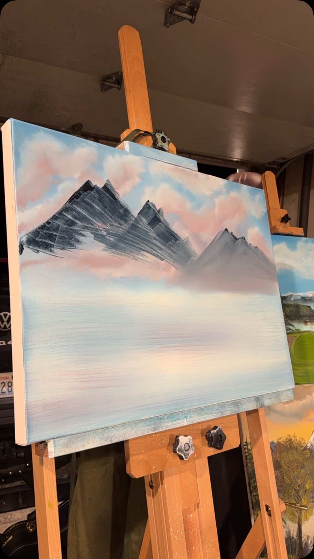 18x24 Original. First time putting and island in the foreground. #bobross #timelapse #happytrees #oilpainting #happypainter #feelingood #landscape