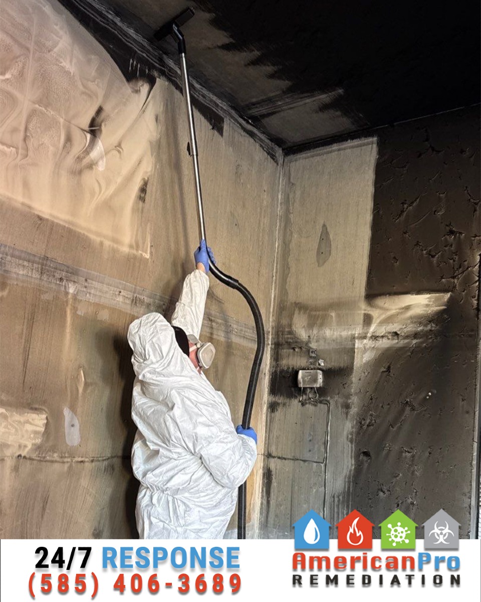 🔥🧹 Vacuuming Soot After a Fire Loss — The First Step Toward Full Restoration
After a fire, one of the most important (and delicate) tasks is removing fine layers of soot that settle across every surface. At American Pro Remediation, we begin the fire cleanup process with HEPA-filtered vacuuming, designed specifically for fire-damaged environments.
Why it matters:
🔹 Soot particles are microscopic and can embed in walls, ceilings, furniture, and HVAC systems — causing long-term odor and health risks.
🔹 Our HEPA vacuums trap even the smallest particles without spreading them back into the air, making this step crucial for safe and thorough restoration.
🔹 It sets the stage for detailed cleaning, odor removal, and complete recovery of your space.
We treat each fire loss with care and precision — starting with the right tools to protect your home, your health, and your peace of mind. 🏠✨
📞 For expert fire cleanup, call 585-406-3689 — we’re ready 24/7.
#AmericanProRemediation
#FireDamageRestoration
#SootRemoval
#HEPAVacuuming
#DisasterRecovery
#CleanAirSafeHome
#WeRestorePeace