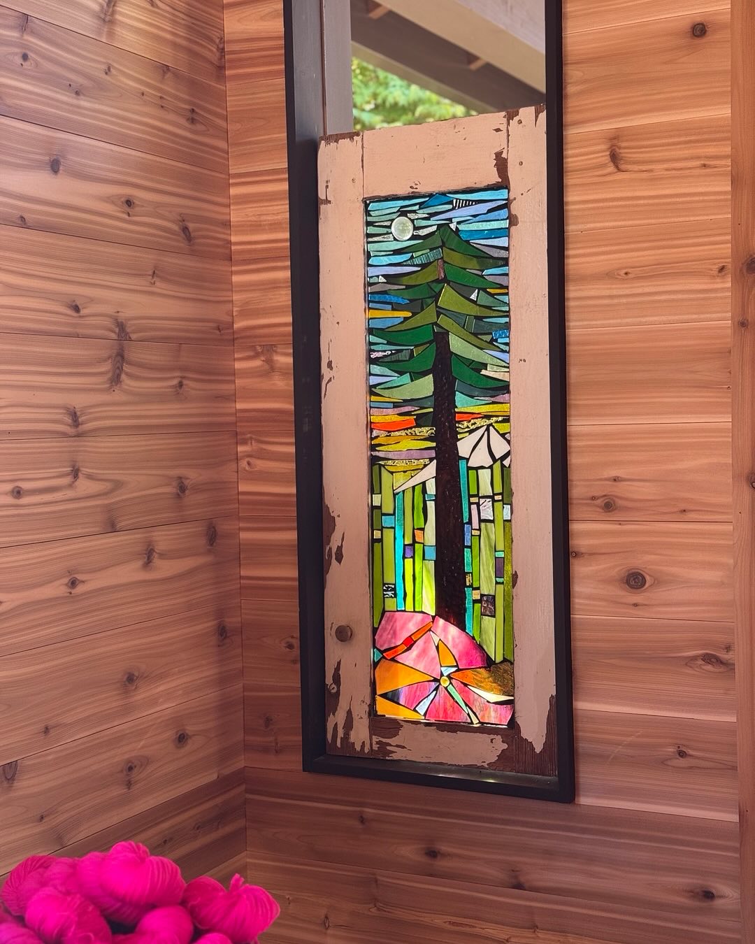 I love this stained glass window, I had this narrow window put in the studio so I could have this beautiful piece of art with me while I “work” 💖. I am also quite smitten with this new pink (no name yet) I’ve come up with, it’s super fun! “Red Ribbon” is a gorgeous red with hints of burnt orange… love it 🥰 Have a beautiful day friends and God bless ❤️