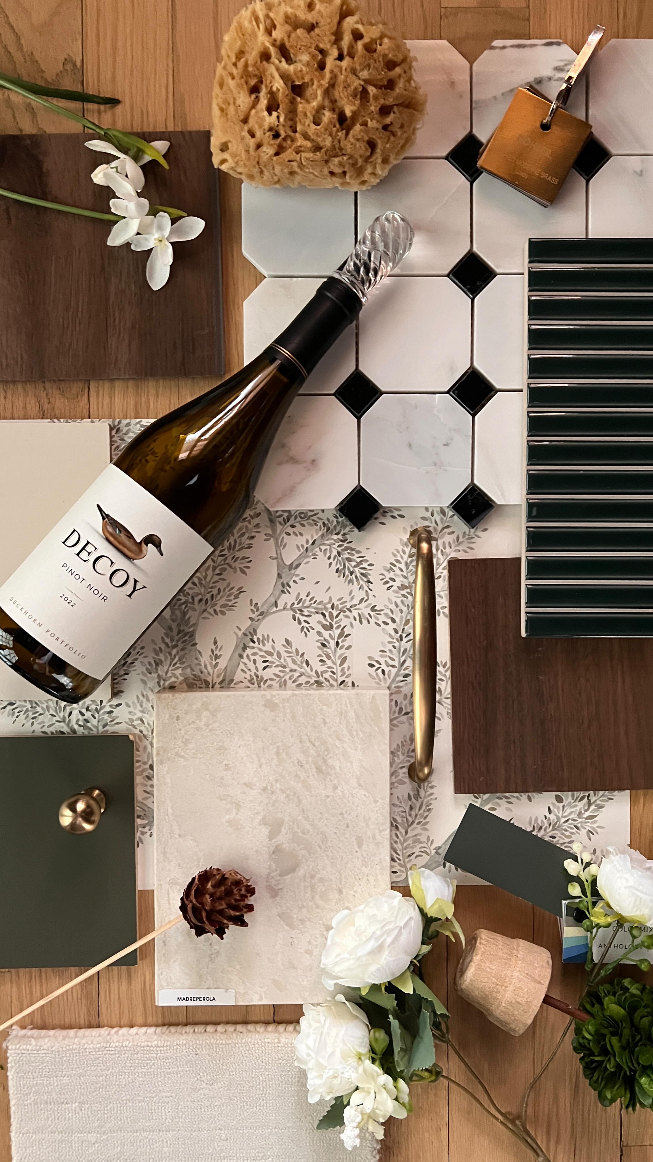 The days of wine and roses will be arriving soon to warm the nights for my clients and their friends in their cozy to be newly finished basement.
Here lies the earthly tones array of materials that will be soon in the basement Bar + Bathroom of The Birch basement project.
Mixing shades of Green with warm white, walnut wood+ entwined birch tree branches with a lot of wine 🍷🌹
Project just started.. follow along to see the beautiful progress in my stories…
#dianarizkodesign
#basementremodel #basementdesign #creativeflatlays #designstories #inspiredbynature_
#interiordesigner #moodboard