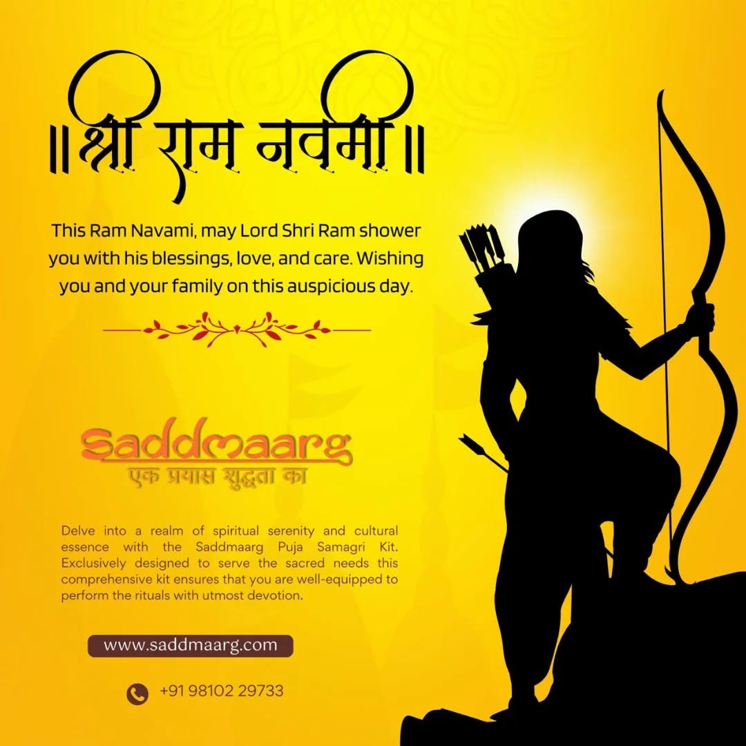 Ramnavami is a spring Hindu festival that celebrates the birth of Hindu Lord Rama, the seventh avatar of Lord Vishnu. This festival marks the end of the spring festival Vasanta Navratri. The festival is a part of the Spring Navratri and falls on the ninth day of the bright half in the Hindu calendar month of Chaitra. This occurs in the Gregorian months of March or April every year.
Why Is Ram Navami Celebrated?
Ram Navami is considered one of the five most important Hindu Festivals as it marks the birth anniversary of Hindu God, Lord Rama, the son of King Dasharatha and Queen Kausalya in Ayodhya. Lord Rama is considered as the seventh avatar of Hindu Lord Vishnu.
Ramnavami Rituals
Devotees hold a day-long fasts on the occasion of Ram Navami. The fast often begins before sunrise or at sunrise and stretches till the sunrise of the following day. Recitals of Rama Katha and holy Hindu Scriptures like Shrimad Bhagavatam and Ramayana are done.
At Saddmaarg, we honor these sacred traditions by offering organic Puja essentials, including gomay incense sticks infused with sacred herbs.
Hashtags to Amplify your spritual journey:
#ramnavmi #ramnavmispecial #ramnavmi🙏 #ramnavmispecial🚩❣️🕉️ #ramnavmi2025🔱🙏♥️special🙏🚩🔱📿🕉️😘😘🥰🥰♥️#harekrishnaharekrishnakrishnakrishnahareharehareramahareramaramaramaharehare#rammandir#ramram#saddmaarg#gomay#herbal#navratrivibes❤️ #navratrispecial❤️ #incensestıcks#pujavibes#pujakits#ecofriendlypuja#ecofriendlyproducts#ekprayasshudhtaka#kushmandamaa#kushmandamata#pujavibes
Contact us:- 9810229733
www.saddmaarg.com