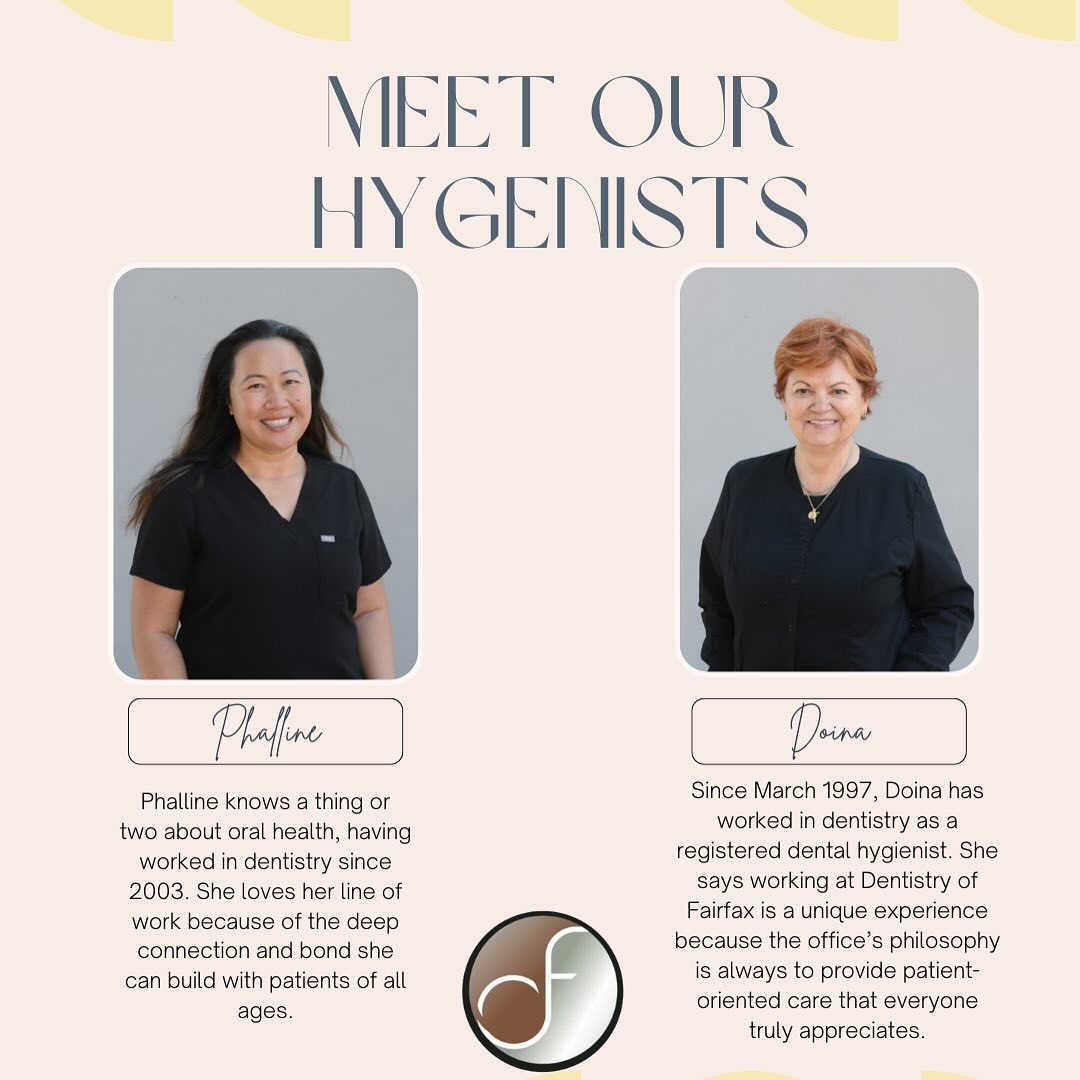 Meet Our Amazing Hygiene Team! 🦷✨
Doina & Phalline 🩷
We’re proud to have a talented and compassionate team of hygienists who are dedicated to keeping your smile healthy and bright. From routine cleanings to providing personalized care, our hygienists go above and beyond to ensure every visit is a positive experience. 🤩
#dentistryoffairfax