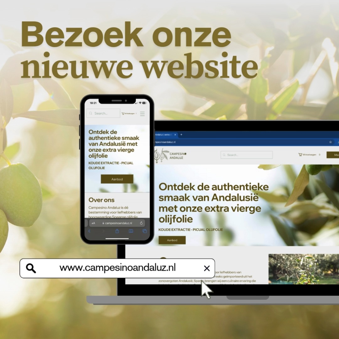 Olijfolie liefhebbers opgelet! Campesino Andaluz webshop gelanceerd
Goed nieuws voor fijnproevers en gezondheidsbewuste Nederlanders! Campesino Andaluz, dé bestemming voor authentieke, hoogwaardige Spaanse olijfolie, heeft zojuist zijn gloednieuwe webshop gelanceerd.
Proef de zon van Andalusië
Rechtstreeks geïmporteerd uit het zonnige Andalusië, brengen wij een culinaire ervaring die al je zintuigen prikkelt. Onze passie voor deze vloeibare goud is groot en dat proef je terug in onze selectie. Onze olijfolie wordt gemaakt door koude extractie, waardoor de intense smaken en waardevolle voedingsstoffen optimaal behouden blijven.
Voor bestellingen volg de link op ons profiel naar de webshop of stuur ons een DM! 🫒
