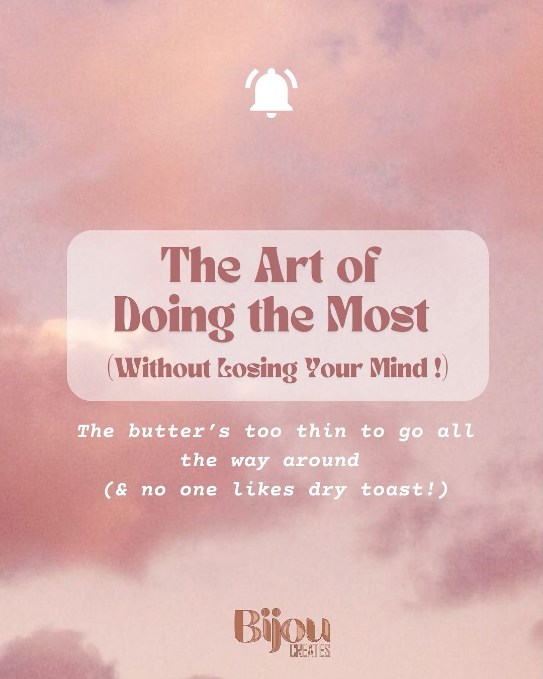 🌸
Doing *the most* without losing your mind? Let’s toast to that!
Spreading yourself thin? (Like butter on dry toast… no thanks!)
This one’s for anyone juggling *all the things* — here’s how to keep thriving *without* the burnout.
Swipe for mini mindset shifts + feel-good habits to keep your energy high and your peace intact.
Send to someone who needs this reminder!
#DoingTheMost #SoftProductivity #GirlBossEnergy #MindfulHustle #RestIsProductiveToo #BurnoutBegone #BalancedAndThriving #SelfCareClub #WellnessWithStyle #BijouCreates