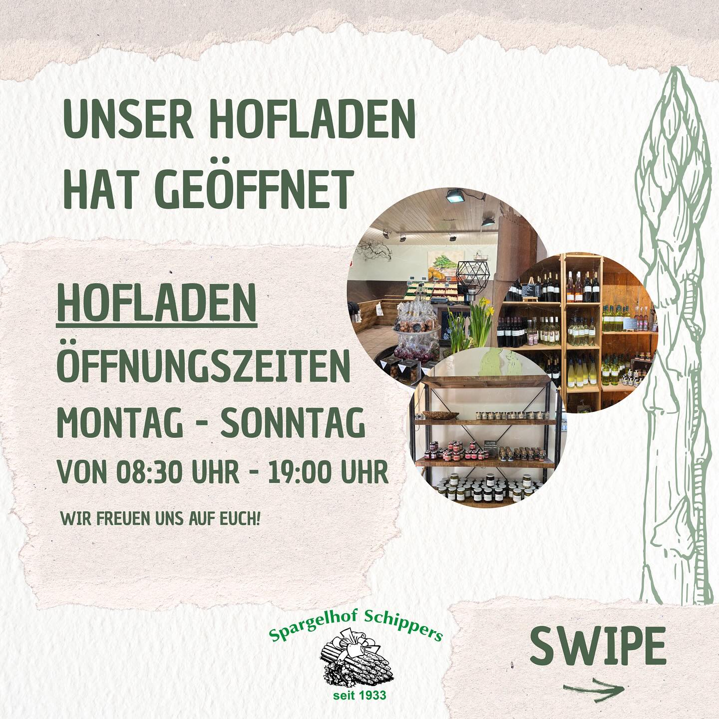📣 Spargelsaison 2025 – wir sind startklar! 🌱💚
Unsere neue Speisenkarte ist da – was sagt ihr dazu? 😋
Ab morgen ist auch unser Hofladen wieder für euch geöffnet:
🕣 Täglich von 08:30–19:00 Uhr
🧺 Mit dem ersten frischen Spargel der Saison!
🎪 Das Spargelzelt eröffnet am 17.04. ab 17:00 Uhr –
Reservierungen unter 📞 02802 / 5459.
Wir freuen uns riesig auf euch! 💐
#spargelhofschippers #spargelzeit #frischerspargel