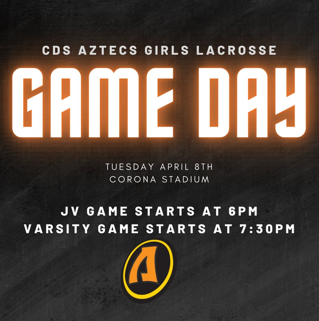 📣📣Come out and support our Lady Aztecs as they take on DV at Corona Stadium! 📣📣
Tonight during halftime, we will also be celebrating SENIOR NIGHT!! ✨
🖤🧡GO AZTECS! 🧡🖤