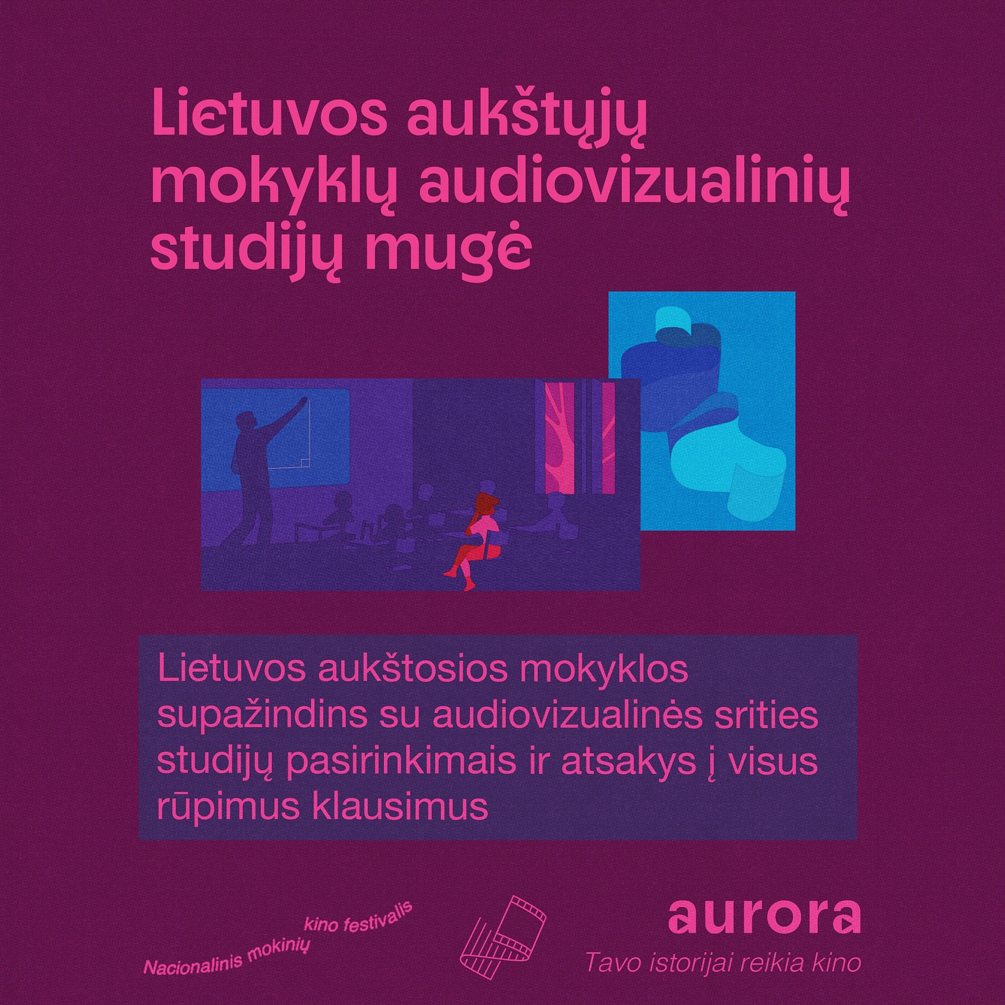 Ką veikti po mokyklos? Kur studijuoti, kuo būti? Festivalio Aurora metu ateik į aukštųjų mokyklų audiovizualinių studijų mugę, kur galėsi pasikalbėti su aukštųjų mokyklų atstovais ir sužinoti apie studijų galimybes Lietuvoje ✨
Mugėje dalyvauja:
🎞️ Vytauto Didžiojo universitetas @vdumenufakultetas
🎞️ Vilnius Tech @vilniustech
🎞️ Lietuvos muzikos ir teatro akademija - KIMO Nacionalinė kino mokykla @kimo_lmta_national_film_school
🎞️ Kauno technologijos universitetas @ktuspace
🎞️ Vilniaus dailės akademija @vilniausdailesakademija
🎞️ SMK @smklife
🎞️ Vilniaus kolegija @vilniauskolegija
🟣balandžio 11 d. penktadienis 10:00 - 13:00
🟣Lojoteka. Edukacinis medijų centras. (Šv. Kazimiero g. 8, Vilnius)
_________
Festivalio partneriai: Britų taryba Lietuvoje, Lietuvos kino centras, AVAKA, Meno avilys, Skalvijos kino centras, Lithuanian Shorts, Baltic Film & Creative Tech Cluster ir kt.
Projektą iš dalies finansuoja Vilniaus miesto savivaldybė
Kultūrų jungtys konkursinės programos partneris Goethe's institutas Lietuvoje
Informacinis partneris LRTU
#aurorafestivalis #atradimai #kulturujungtys #PeopleToPeople #BritishCouncilLithuania