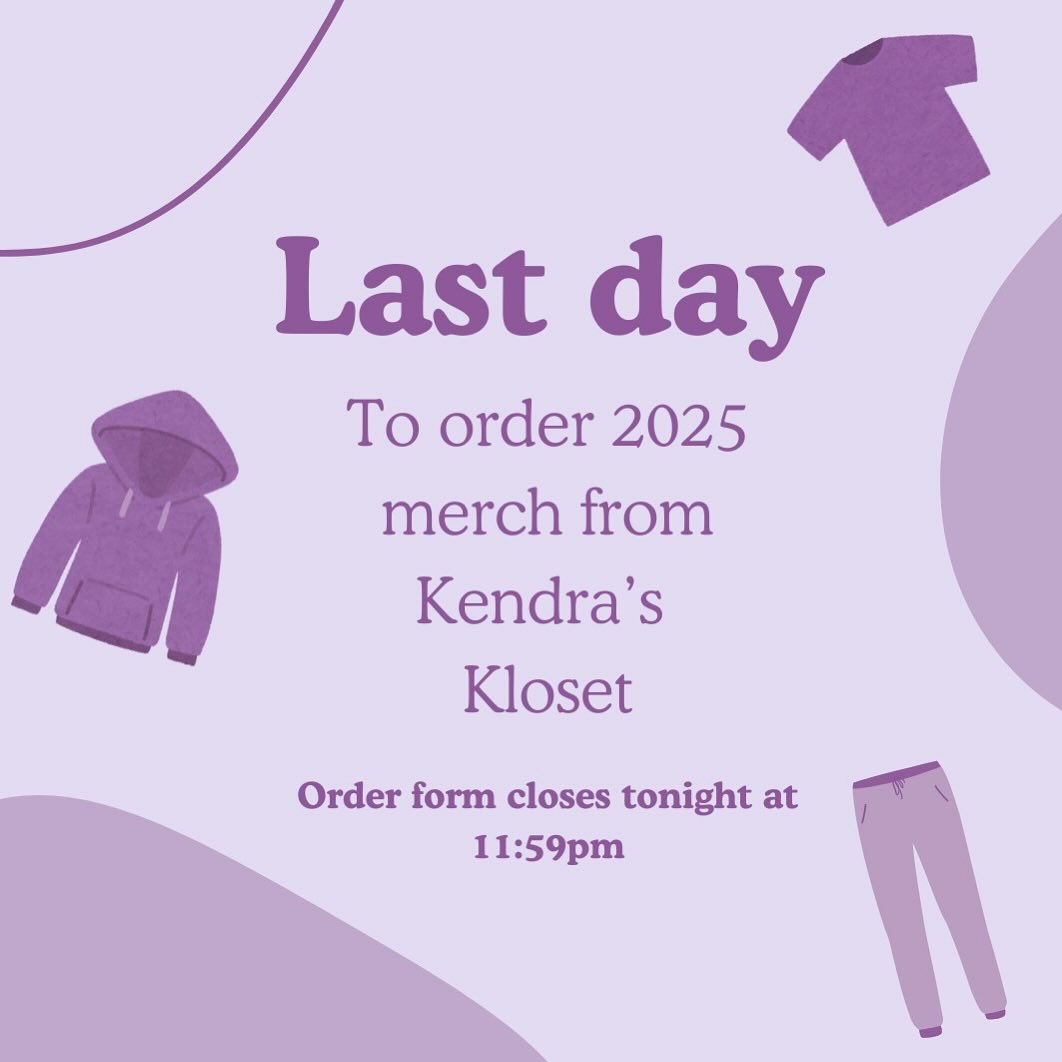 Last chance to place your order for Kendra’s Walk 2025 merch! Find the storefront linked in our bio 💜💜💜