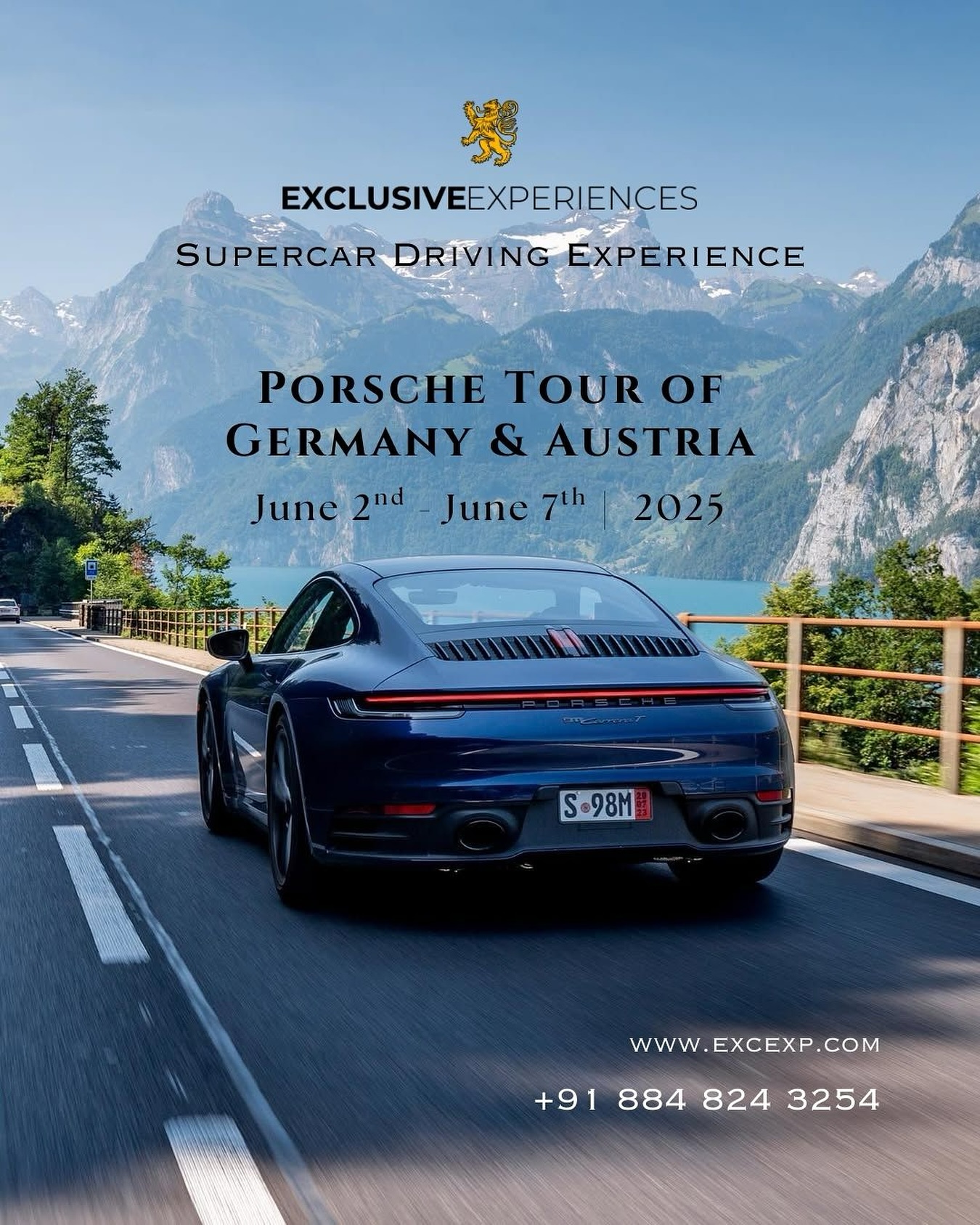 ๐ฅ Dream. Drive. Dominate. ๐ฅ
This June 2025, take the wheel of a Porsche and carve through the alpine curves of Germany & Austria โ where speed meets story and every turn is a photo op.
๐๐จ From the Autobahn to the Austrian Alps โ this is your passport to precision, power & pure thrill.
Limited seats. Unlimited adrenaline.
๐ DM us or click the link in bio to lock in your drive.
#PorscheTour2025 #ExclusiveExperiences #DriveTheDream #LuxuryRoadTrips #GermanyToAustria #SupercarLife #AlpineRush #JuneGetaway #Excexp #BucketListDrive #ATMDubai