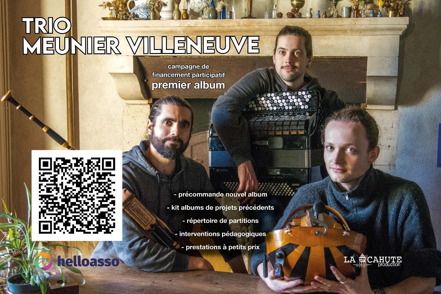 Ça y est notre premier CD va sortir fin juin ! À cette occasion vous pouvez déjà le précommander et bénéficier de plusieurs contreparties avantageuses ✨ Voici le lien Hello Asso : https://www.helloasso.com/associations/la-cahute-production/collectes/nouvel-album-trio-meunier-villeneuve