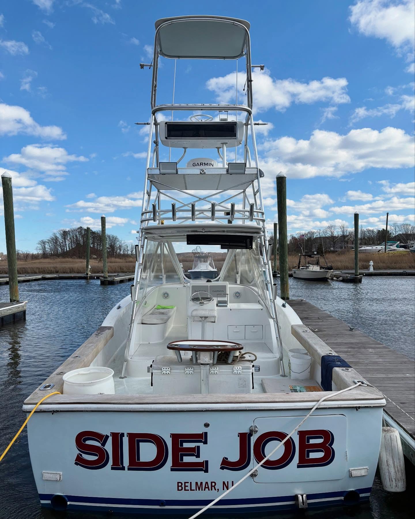 She’s finally in the drink, Side Job will be sailing out of Lockwoods marina for Spring. Call capt J to book your bay bass trip today! 561-578-2710 #sidejobcharters #stripers #striperfishing #lockwoodsmarina #nj #njfishing