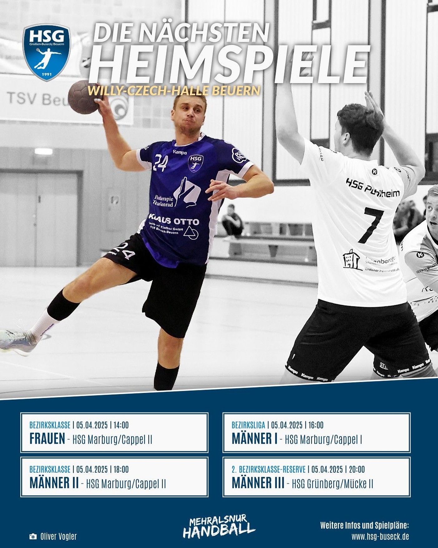 Großer Heimspieltag in der Beu-Arena am Samstag💪🏼
#HSGBuseck
#MehrAlsNurHandball
#Handball