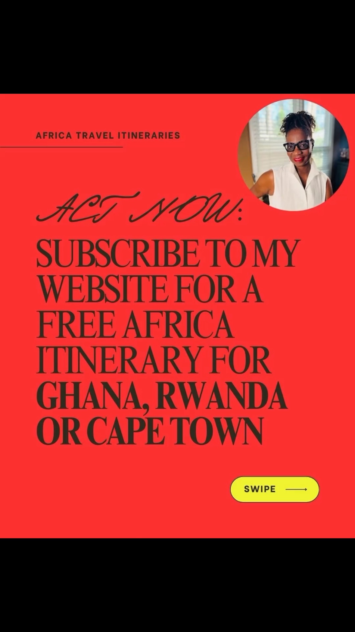 Traveling to Africa and need a great itinerary?
Why not get suggestions from someone who’s spent a year there!
Subscribe to venidadiscoversafrica365.com and request a FREE customized itinerary for Ghana, Rwanda, or Cape Town now~