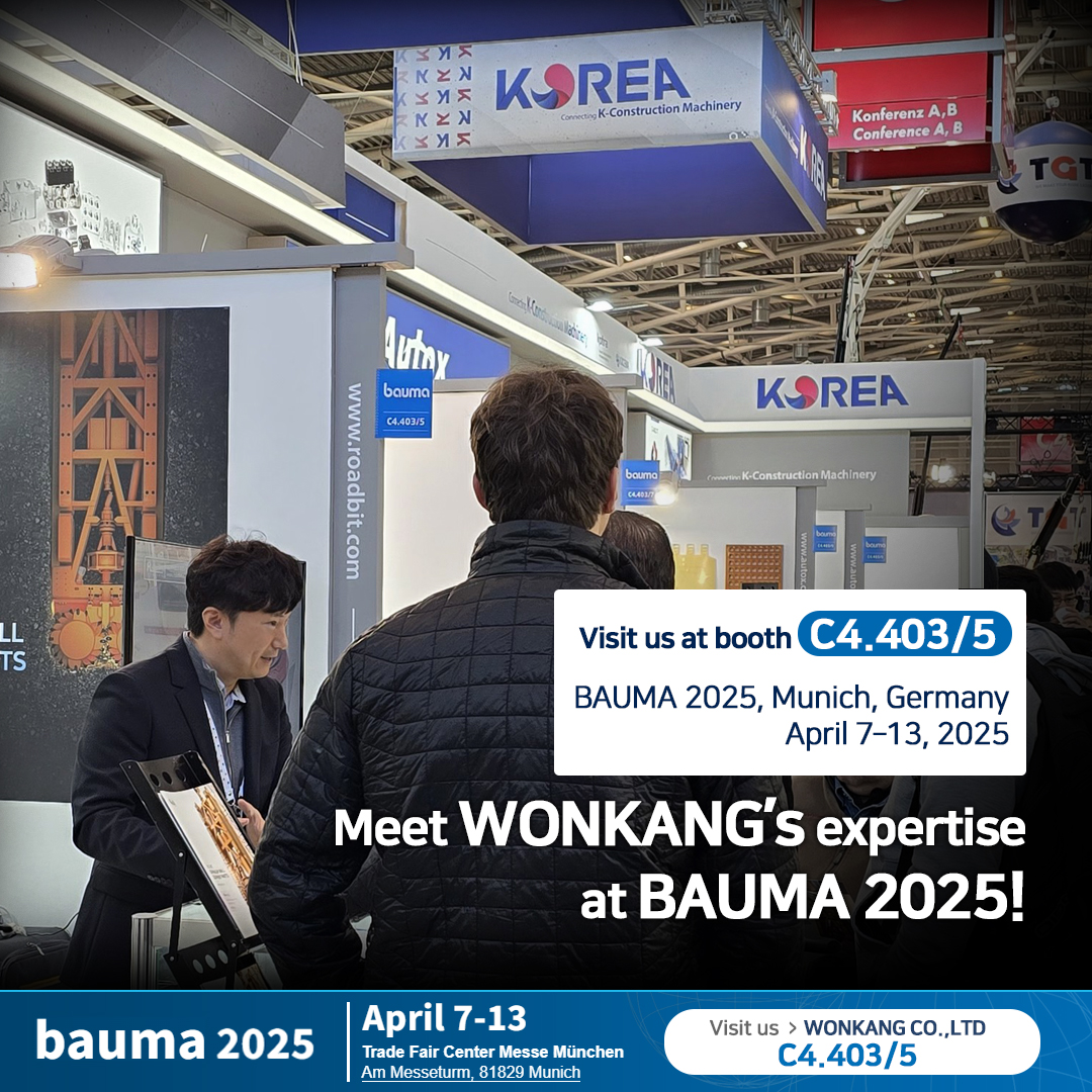 Meet WONKANG’s Expertise at BAUMA 2025!
Visit us at booth C4.403/5
www.roadbit.com
#Diaphragmwall #Slurrywall #trenchcutter #BC30 #BC32 #BC35 #BC40 #cutterteeth #gearbox #mudpump #korea #wonkang #roadbit #cuttingwheel #BCF10 #BCF9 #spareparts #Mechanicalseals #Damper #Gearing #Complete #Assembly #roadheader #pick #tunneling #1500mm #bauma