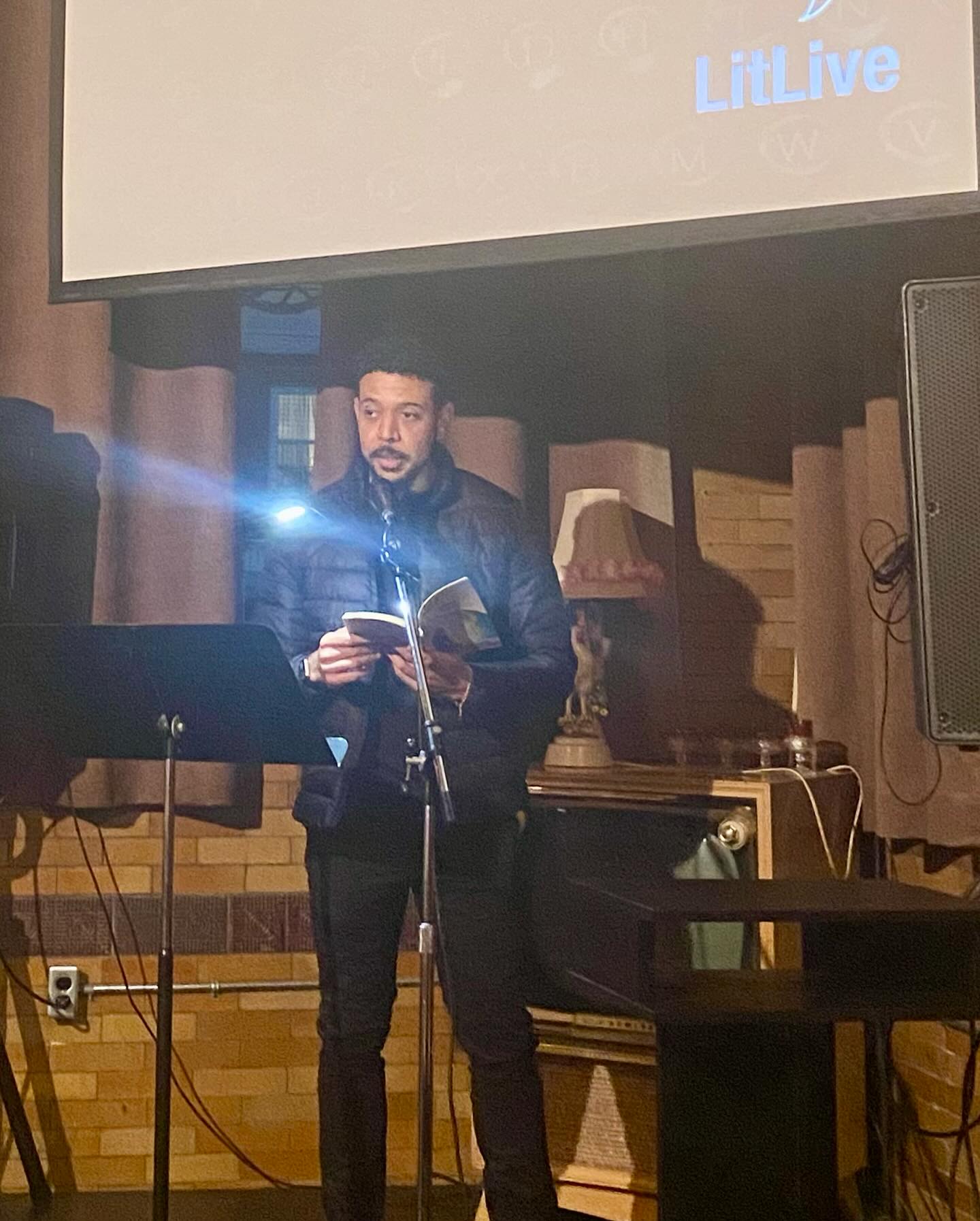 Snapshots from the April LitLive, featuring amazing readers @westofwestindian @katygies @jeffreyround @annachatterton 🎤📖🎤 Thanks to everyBODY who came out! #readingseries #hamont #literaryevent #canlit #poetry #fiction #memoir #writingcommunity