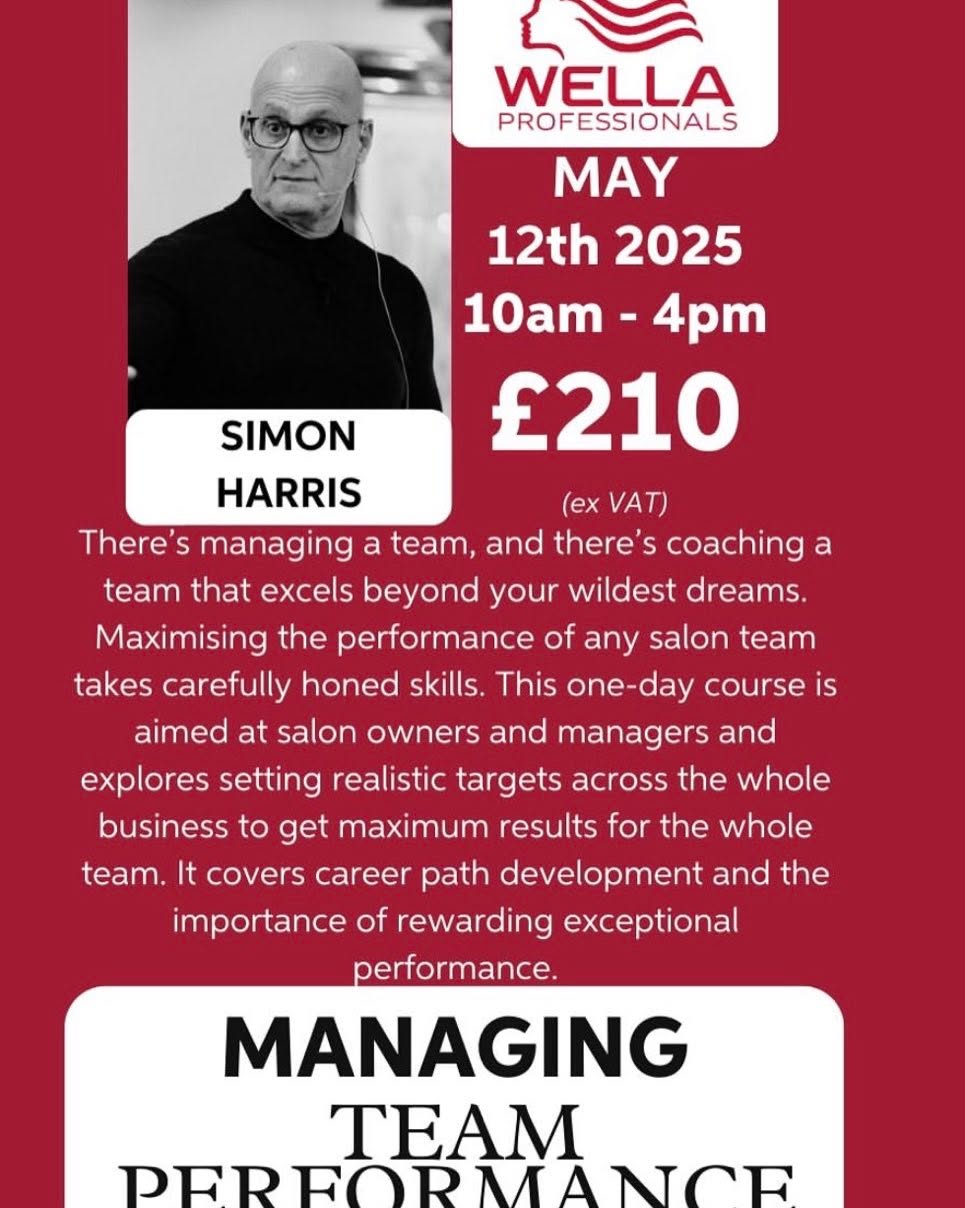 Are you struggling to motivate your team to perform? Join me at the Wella Academy in Manchester on Monday 12th May as we unlock the secrets to high performance from your team.