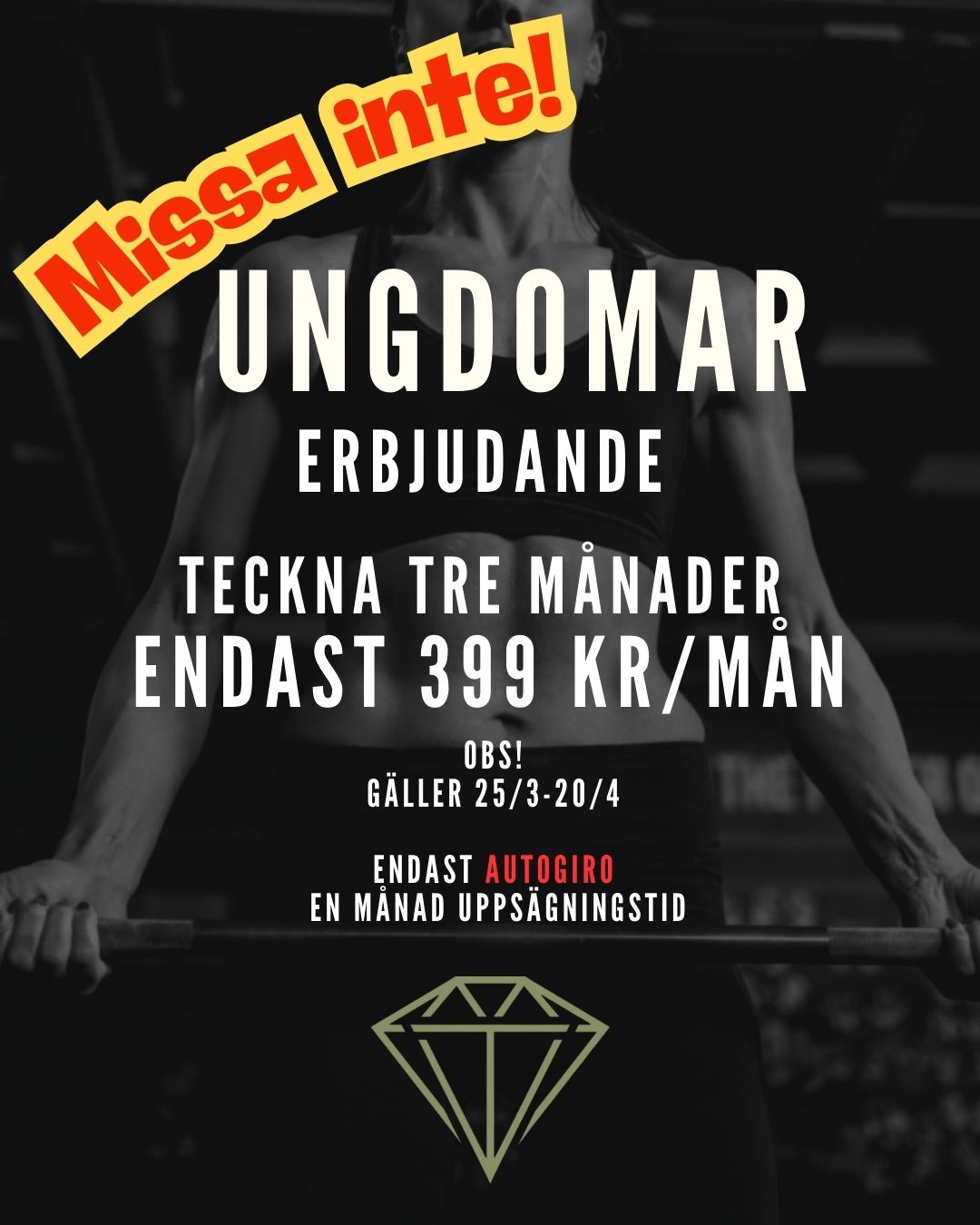 Pangerbjudande för ungdomar!!!
Bara 7 dagar kvar...hoppas vi ses! 💪 #träningsverketdanderyd #erbjudande #träningochhälsa #gymdanderyd #gymmörby #gymtäby #gymenebyberg