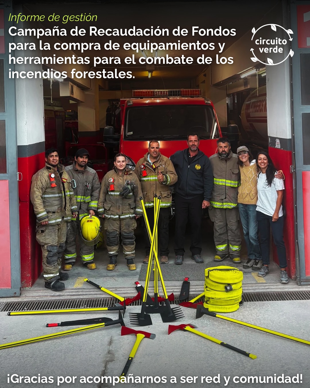 En el verano iniciamos una Campaña de Recaudación de Fondos para comprar equipamiento y herramientas para combatir los incendios forestales. Ya está disponible el informe sobre la gestión de todo lo recaudado: qué compramos, los precios, los proveedores y las facturas.
🧡 Las donaciones fueron articuladas con y entregadas a Bomberos Voluntarios El Bolsón @bb.vv.elbolson, al Hospital de área El Bolsón, al Vivero Forestal MallÍn Ahogado @viveroforestalmallin, INTA Bariloche Campo Forestal San Martín @inta.cfgsm, Asociación Agropecuaria El Manso y Foyel y Bomberos Voluntarios Melipal @bomberos.melipal
📝 Pueden encontrar el informe completo en el link de nuestra bio. En el informe están los accesos a las planillas de compras y facturas.
🧡 Gracias por confiar en nosotros y acompañarnos a ser red y comunidad