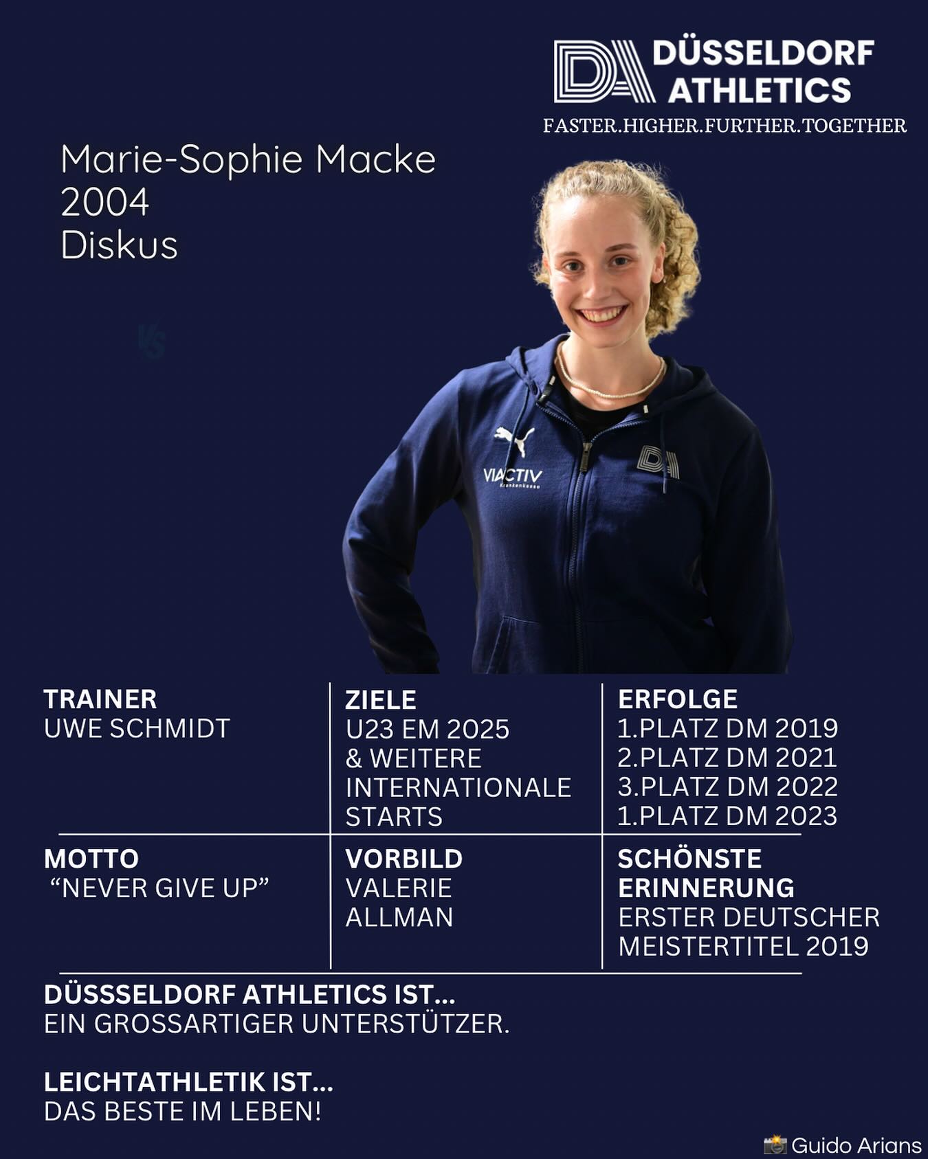 Unser Team - wir stellen uns vor 🔥
Marie-Sophie Macke: „Düsseldorf Athletics ist ein großartiger Unterstützer!“
#fasterhigherfurthertogether #discus #duesseldorf