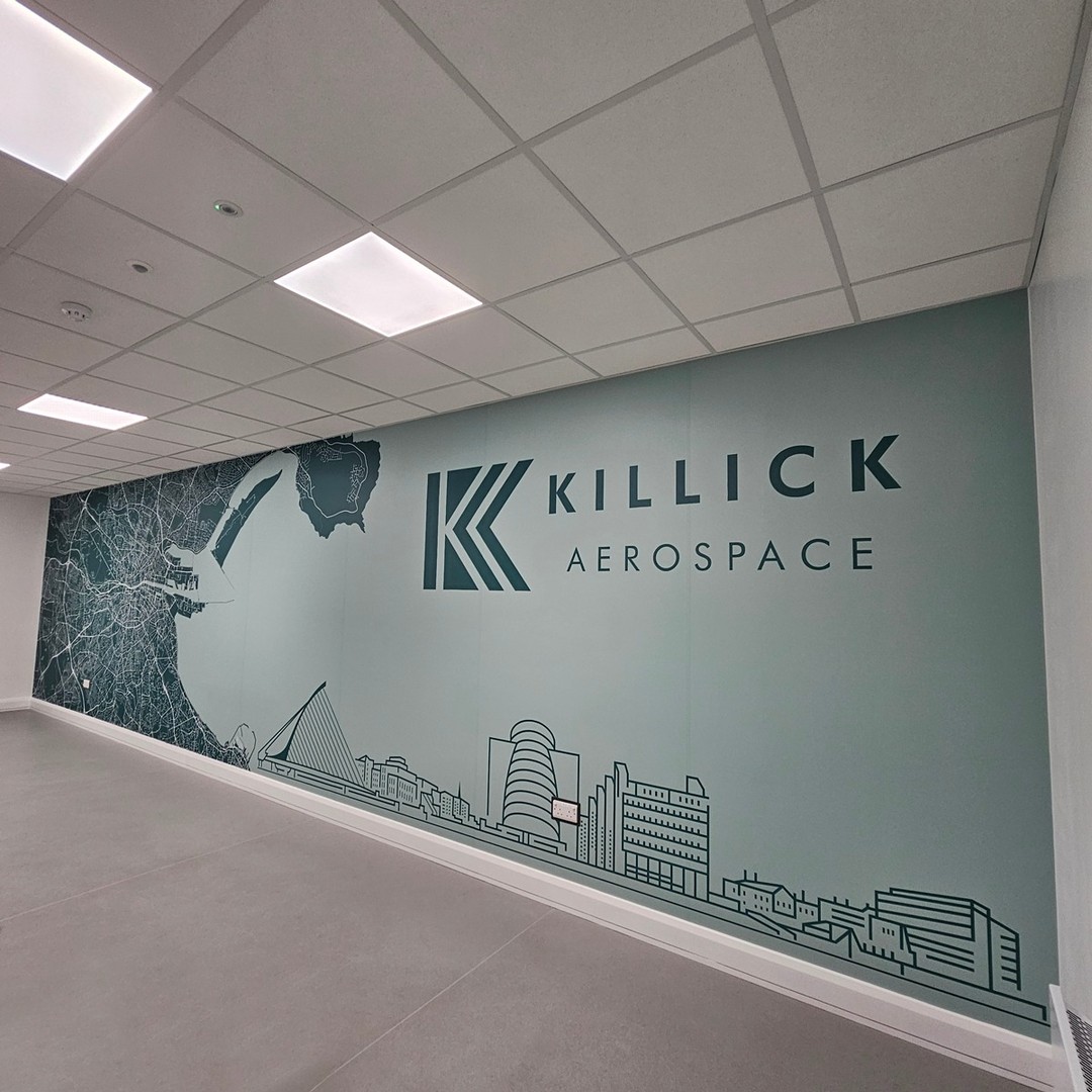 Custom wall graphic for Killick Aerospace
We had the chance to create and install this large-format wall graphic in the canteen area at Killick Aerospace, bringing colour, identity, and energy into a shared space.
We love working on creative wall graphics like this, it’s always a pleasure to help our clients transform their everyday environments with something bold and unique.
📍 Dublin, Ireland
#BrandmarkSigns #WallGraphics #InteriorBranding #KillickAerospace #CreativeSpaces #CustomGraphics #VisualBranding #OfficeDesign #DublinBusiness