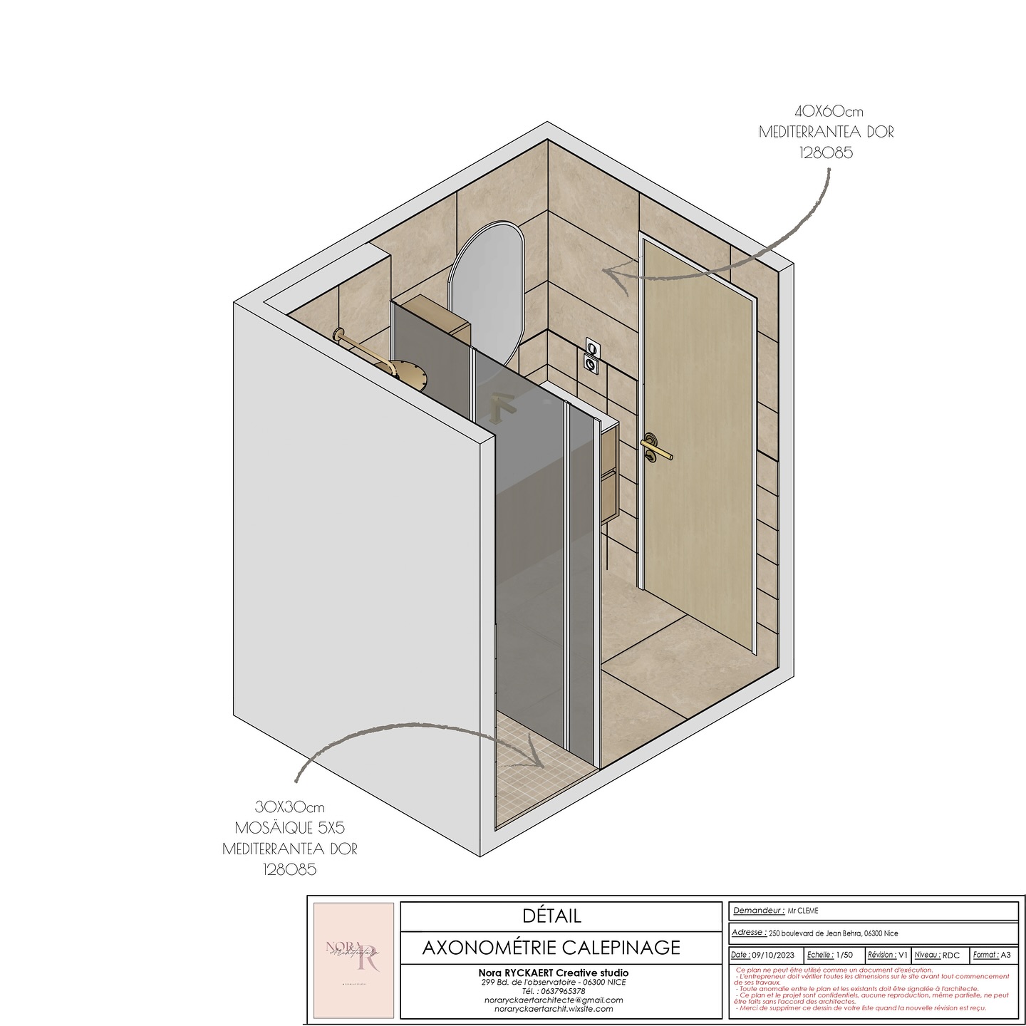 CONCEPTION
• Zoom sur les élévations et axonométries: des documents essentiels pour le calepinage précis et l’implantation du mobilier. Ces rendus techniques sont directement destinés à l’entreprise de travaux, pour leur transmettre l’intention du projet et assurer une exécution fidèle aux choix du client.
• Ici, il s’agit d’un extrait d’un dossier plus complet, qui accompagne chaque projet.
Le souhait du client : une salle de bain à l’ambiance chaude et naturelle. Nous avons donc misé sur un carrelage effet pierre, adouci par la chaleur du laiton de la robinetterie.
• Tout sera déposé dans cette pièce pour repartir sur une base saine.
La baignoire, peu pratique pour le client, laisse place a un receveur à carreler, pour une circulation plus fluide et un confort d’usage au quotidien.
Des espaces pensés pour durer, adaptés à ceux qui les habitent. #design #interiorinspo #decorationnice #architecturelover #conception #sketchup