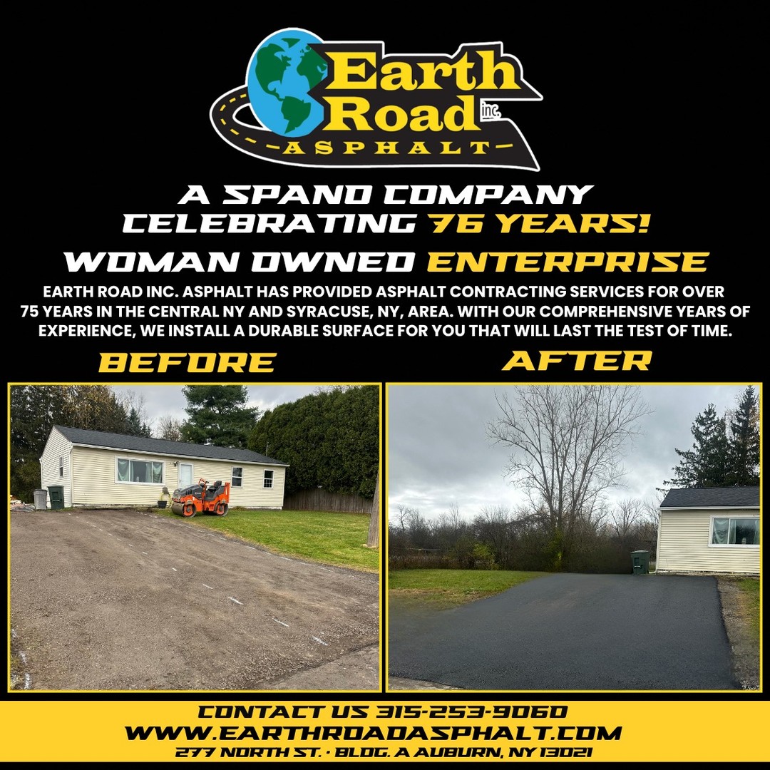-> A WOMAN OWNED ENTERPRISE
Paving the way, literally and figuratively. Earth Road Inc. Asphalt is proud to be a certified woman-owned business, recognized by the Women’s Business Enterprise National Council.
We’re not just about asphalt; we’re about leadership, excellence, and breaking barriers. Every project we take on is backed by years of expertise and a commitment to quality that never wavers.
Support a business that’s passionate about community and paving a better future. Choose Earth Road Inc. Asphalt for your residential or commercial paving needs.
#WomenOwned #LeadershipInPaving #CertifiedWBENC #EarthRoadInc #QualityYouCanTrust
CONTACT US FOR YOUR QUOTE TODAY!
315-253-9060
#AsphaltPavingCentralNY #Perfection
#Paving #Milling #Sealcoating #Striping
#AmericanAsphaltWorkers #AsphaltLife #KickingAsphalt!
#AsphaltPavingCentralNY
#madeinamerica🇺🇸 #CommercialPaving #residentialpaving
#blacktop #EarthRoadAsphalt
https://bit.ly/2PwFZoN
277 North St. Bldg. A Auburn, NY 13021