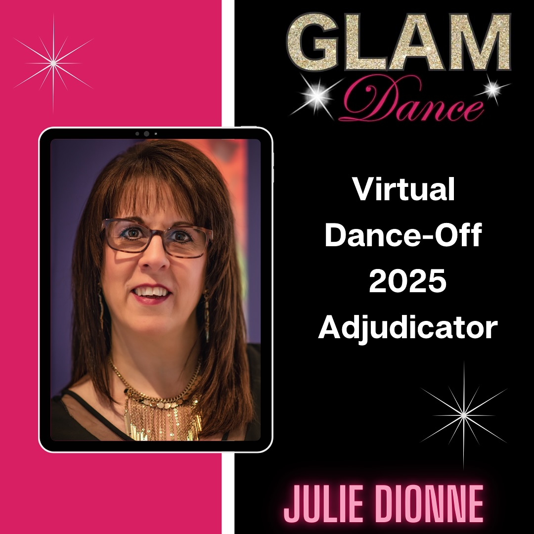 Introducing our dance-off adjudicator! We are so excited to have Miss Julie judge the virtual dance-off as her first time adjudicating a Glam Dance event! ♥️