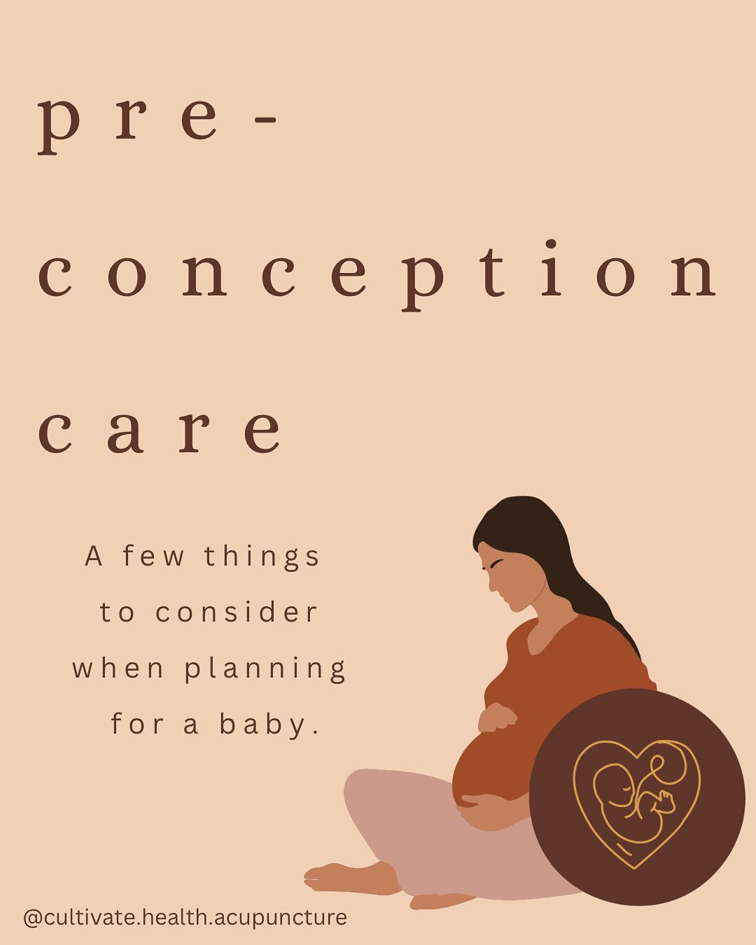 A post on pre-conception for all the future parents out there planning for a child. Keep in mind individual situations vary, this is just a snap shot.
.
I’m here if you need help on your conception journey, your pregnancy, acupuncture inductions and postpartum care.
.
.
#preconception #preconceptioncare #fertility #fertilityacupuncture #parentstobe #mothertobe #fathertobe #pregnancy #pregnancyacupuncture #consciousconception