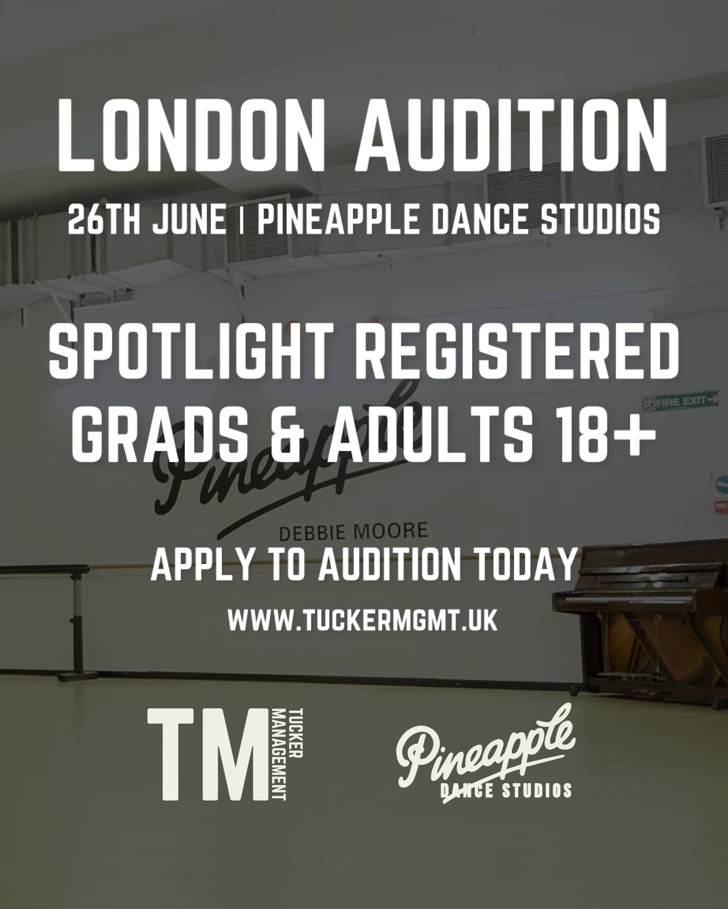 2 0 2 5 L O N D O N A U D I T I O N S ⚡️
We’re seeking triple-threat graduates and performers aged 18+ for exciting opportunities in cruise, theatre, commercials, television, and film.
🗓️ 26th June 2025
📍 Pineapple Studios
🕚 Registration: 11 AM
™️ Audition starts with a dance call, followed by singing
If you’re a skilled singer, actor, and dancer, we’d love to hear from you.
⚡️ Apply now via our website by completing the form
We can’t wait to meet you! 🖤
#tuckermgmt #LondonAuditions #agencyauditions #tuckermanagement #TripleThreatTalent #CastingCall #Theatre #TVandFilm #TalentAgency #spotlightregistered