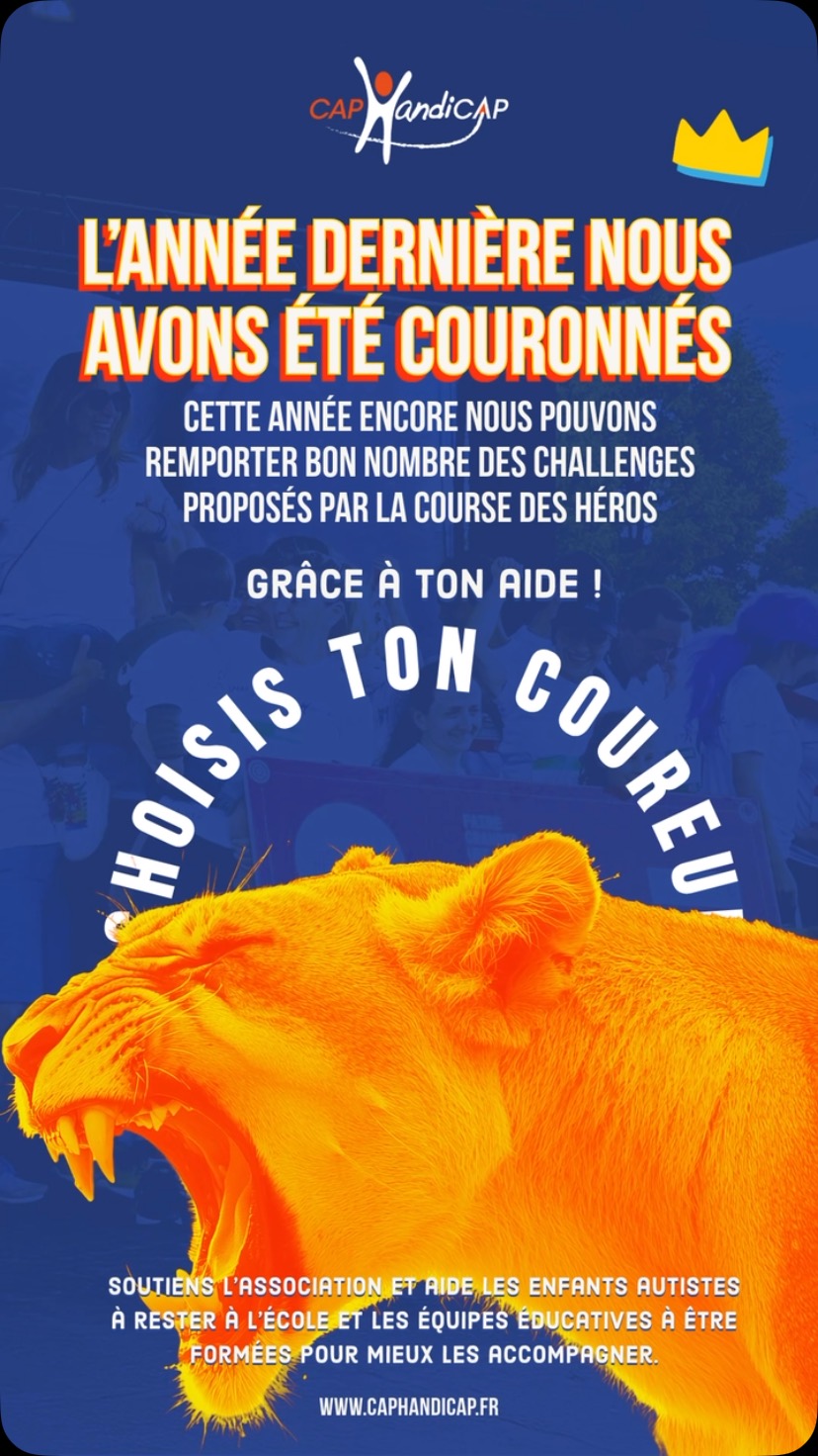 Cap Handi Cap est une nouvelle fois dans la @coursedesheros 💪 et cette année encore promet d’être féroce. Viens nous soutenir et choisis ton coureur à soutenir 🙌 🏃♂️
#competition #champion #course #handicap #autisme #tsa