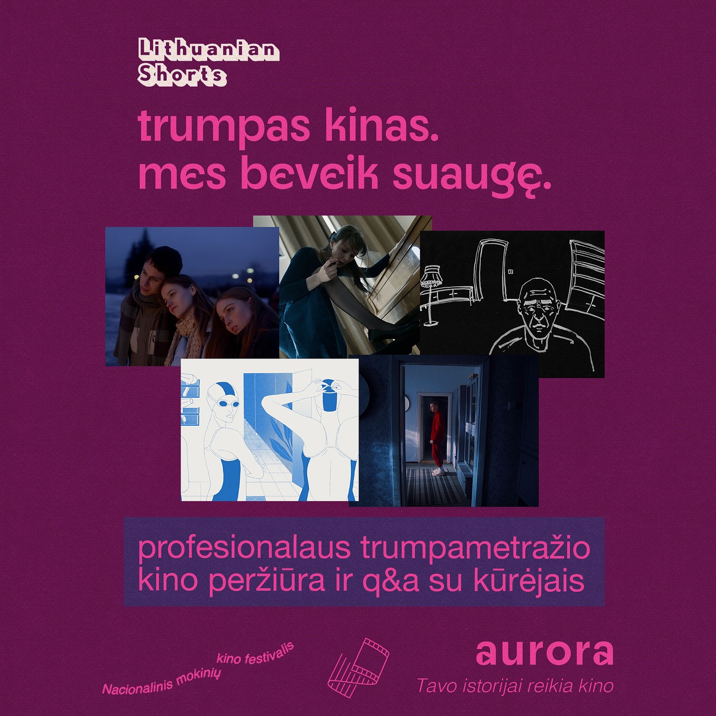 🎬 Festivalyje Aurora - ne tik mokinių filmai, bet ir profesionalaus kino programa.
Balandžio 12 dieną lietuviškų trumpametražių filmų agentūra @lithuanianshorts pristato nekonkursinę profesionalus kino programą „Trumpas kinas. mes beveik suaugę“.
Kaip atsisveikinti su geriausiais vaikystės draugais? Kaip priimti save ir jaustis laisvai savo kūne? Kaip kovoti su išbandymais, trukdančiais siekti savo svajonių? Drąsiai, jautriai ir atvirai lietuvių režisierių darbai kvies leistis į įkvepiančią ir susimąstyti priversiančią kelionę, po kurios užgims ne vienas prasmingas bendraamžių pokalbis tarp bendraamžių. ✨
🟣Amžiaus cenzas: N-13
🟣Balandžio 12 d. šeštadienis 11:00 - 13:00
🟣Menų spaustuvė (Šiltadaržio g. 6, Vilnius)
✨ Po peržiūrų laukia klausimų-atsakymų sesija su kūrėjais!
_________
Festivalio partneriai: Britų taryba Lietuvoje, Lietuvos kino centras, AVAKA, Meno avilys, Skalvijos kino centras, Lithuanian Shorts, Baltic Film & Creative Tech Cluster ir kt.
Projektą iš dalies finansuoja Vilniaus miesto savivaldybė
Kultūrų jungtys konkursinės programos partneris Goethe's institutas Lietuvoje
Informacinis partneris LRTU
#aurorafestivalis #atradimai #kulturujungtys #PeopleToPeople #BritishCouncilLithuania