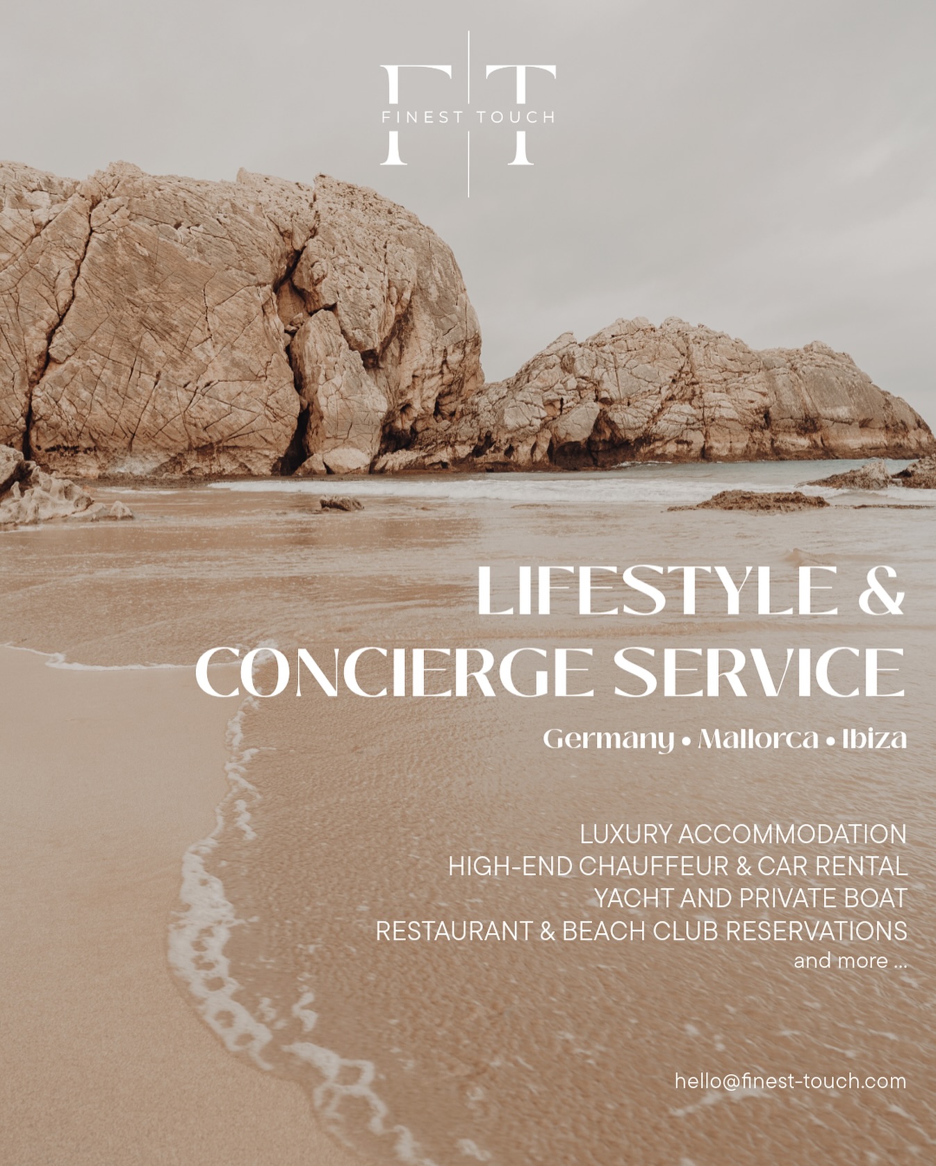 ✨ Where luxury meets lifestyle ✨
At Finest Touch, luxury is not just what we offer — it’s how we make you feel. From discreet service to curated experiences, we elevate everyday living into something truly exceptional.
We simplify your life — with our finest touch.
#finest #finesttouch #mallorca #ibiza #germany #lifestyle #lifestyleservices #concierge #conciergeservices