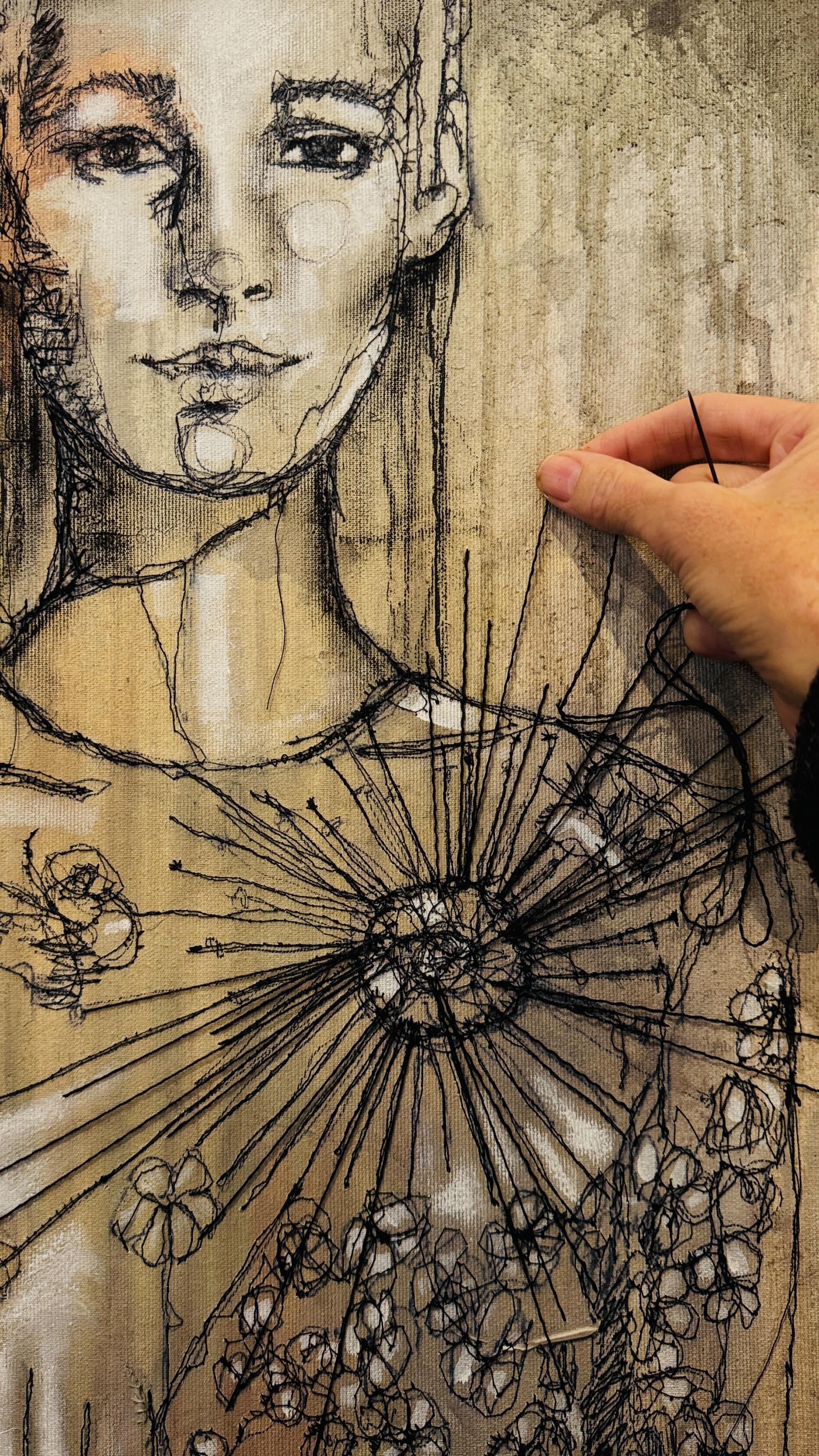 Drawing with pen & drawing with stitching; sewing always so close to my heart, parts of my past connecting with parts of the present. I have always loved all the connection that stitching brings, holding things together, altering things, making things more beautiful 🧡
#dothe100dayproject
#30daysofdrawing
#100daysofwonder2025
#wakeuptowonder2025 #thewonderhabit #courageouscreativity #creativeprocess #doitfortheprocess #theartofslowliving #mixedmediaartist #madetomatter
#100dayportraitchallenge #drawntostich #wanderlust2025 #everythingart