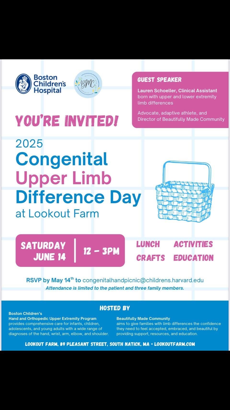 ✨You’re invited!! to Boston Children’s Hospital & Beautifully Made Community’s 4th annual Limb Difference Day Event.
☀️Please message if you’re interested in attending or want to set up a table for your organization/ or sending resources to share!!! 💗
.
.
#bostonchildrenshospital #limbdifference #limbdifferenceawareness #educate #beautifullymade #resources #event