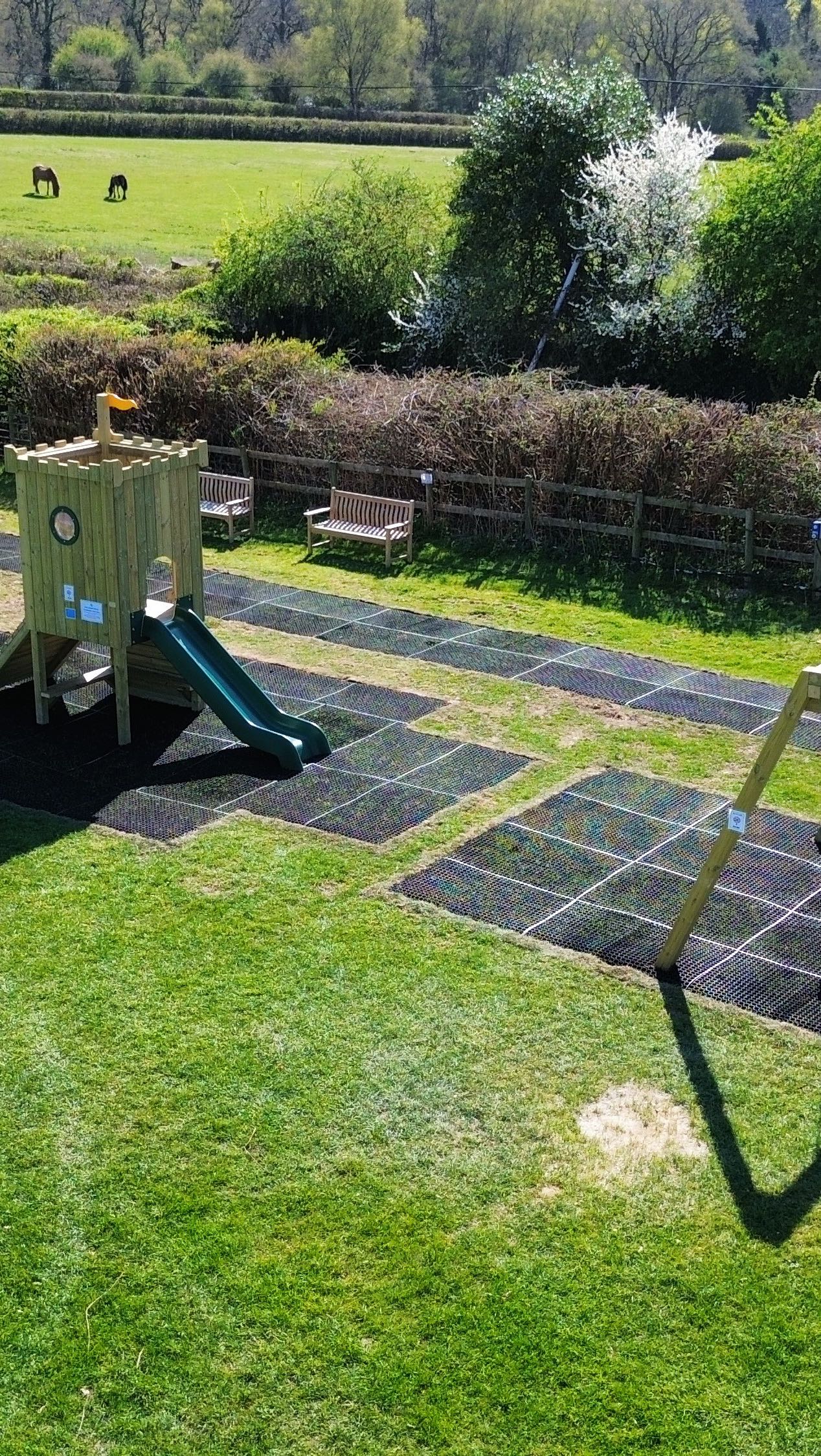 Our brand new play park is nearly ready! ⛺️✨ Just a few finishing touches to go – including fencing and an epic zip line! 🛝⚡ We can’t wait to see all the fun and laughter it brings to Red Shoot Camping Park this year! 🌲 Oh… and we may have a drone now too 😉 #PlayParkFun #RedShootAdventures #NewHeights #redshootcampingpark