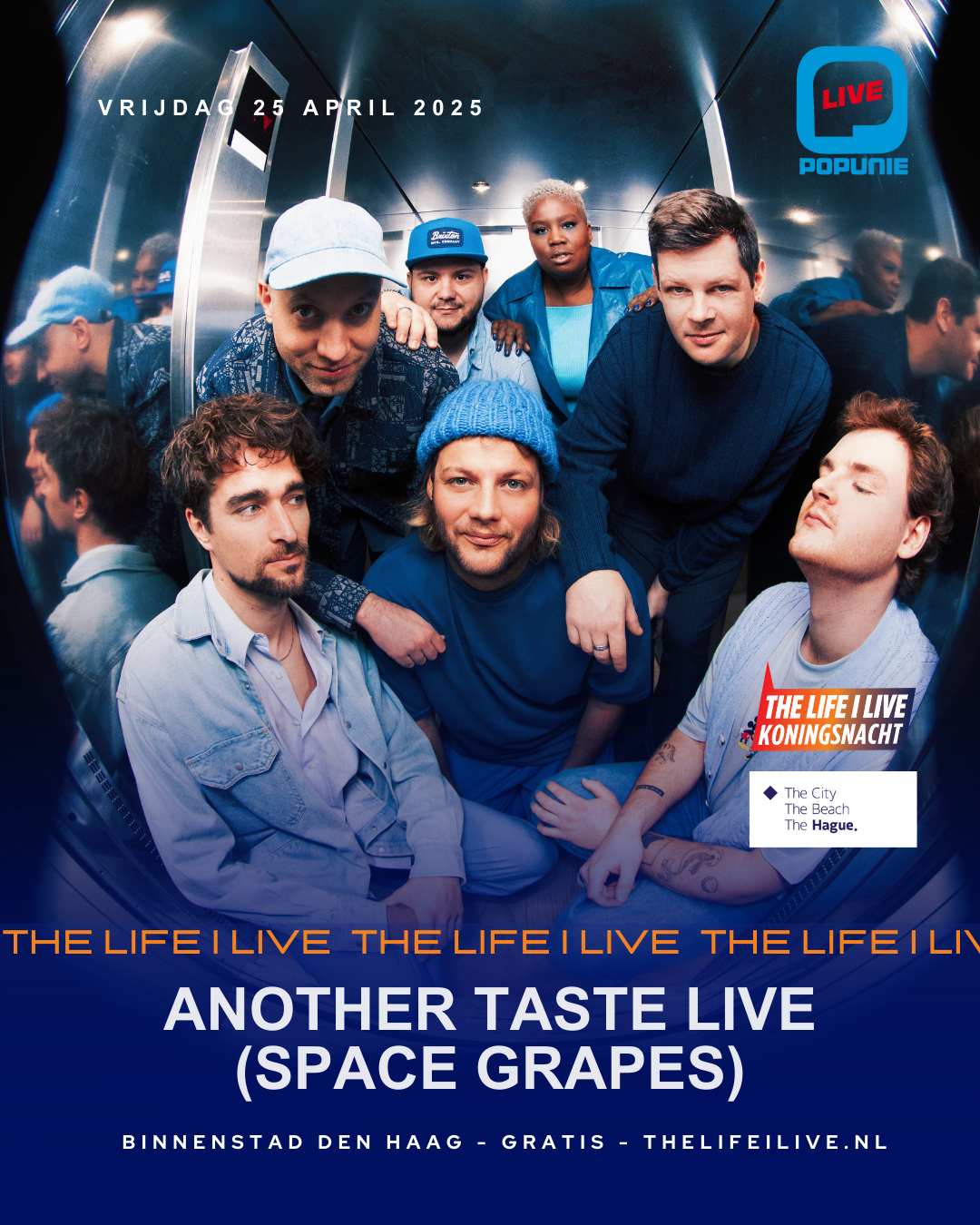 • Another Taste live (Space Grapes) x Life I Live – 25 april, Den Haag •
Een onweerstaanbare mix van boogie, 70’s funk en obscure disco – dat is Another Taste live (Space Grapes). Deze Rotterdamse band, bestaande uit Bobby van Putten (keys), Bob Roche (bass), Barend Lippens (keys) en Teun van Zoggel (drums), blaast vergeten klanken nieuw leven in en brengt ze naar het heden. Hun sound is diepgeworteld in de DIY-mentaliteit van de late jaren ‘70 en ‘80, en hun muziek werd al opgepikt door grootheden als Gilles Peterson en Kenny Dope.
Wat begon als nachtelijke studiosessies met co-producer Danilo Plessow (MCDE) groeide uit tot een dynamisch livecollectief. Op het podium wordt de band versterkt door Sarina Voorn (vocals), Diogo Carvalho (percussie) en Florian Verhagen (gitaar). Ze speelden op festivals als Worldwide en Kappa Futur en in legendarische zalen als Jazz Café London, New Morning Paris en Tresor Berlin.
In maart 2024 verscheen hun debuutalbum, met zes tracks die de grenzen van funk, disco en groove blijven verleggen. Van de energieke opener "Turn Up" tot de sfeervolle afsluiter "Perfect Night", Another Taste live (Space Grapes) neemt je mee op een reis door hun grenzeloze muzikale wereld.
📍 Binnenstad Den Haag
🫰🏼 Gratis
🎶 Vanaf 18:00
#AnotherTaste #LifeILive #PopunieLive #SenaPerformers #TLIL #TLIL25