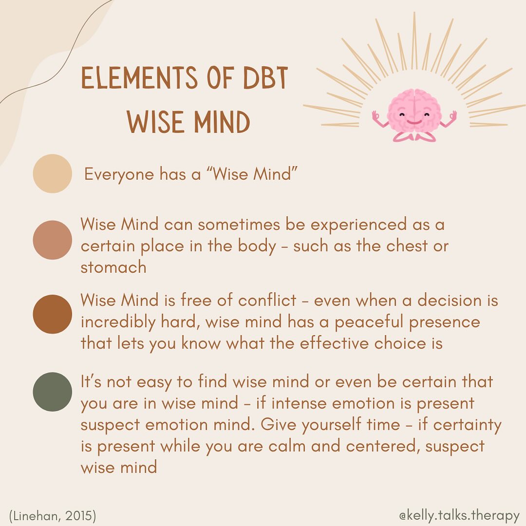 How do we know when we’re in wise mind? It can be hard to find! There are some common elements in wise mind that help us know we’re in that mental space. This post covers a few of the key elements and feelings that wise mind offers ✨