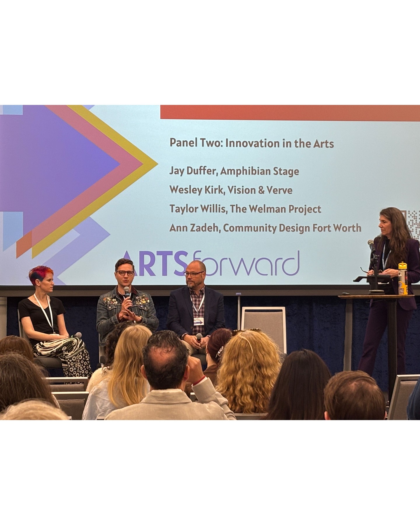 We were excited to see three Community Design Fort Worth members featured in Arts Fort Worth's Arts Forward Summit 2025!
All three members served on EVOLVING PERSPECTIVES panels, with Dennis Chiessa, board member, speaking on AI and the Arts, and both Wesley Kirk, board member, and Ann Zadeh, executive director contributing to & moderating the Innovative Arts panel.
We are incredibly proud of these three. Thanks to @artsfortworth for hosting a wonderful summit!
#communitydesignfortworth #artsfortworth #artsforward2025 #communityarts #artinnovation