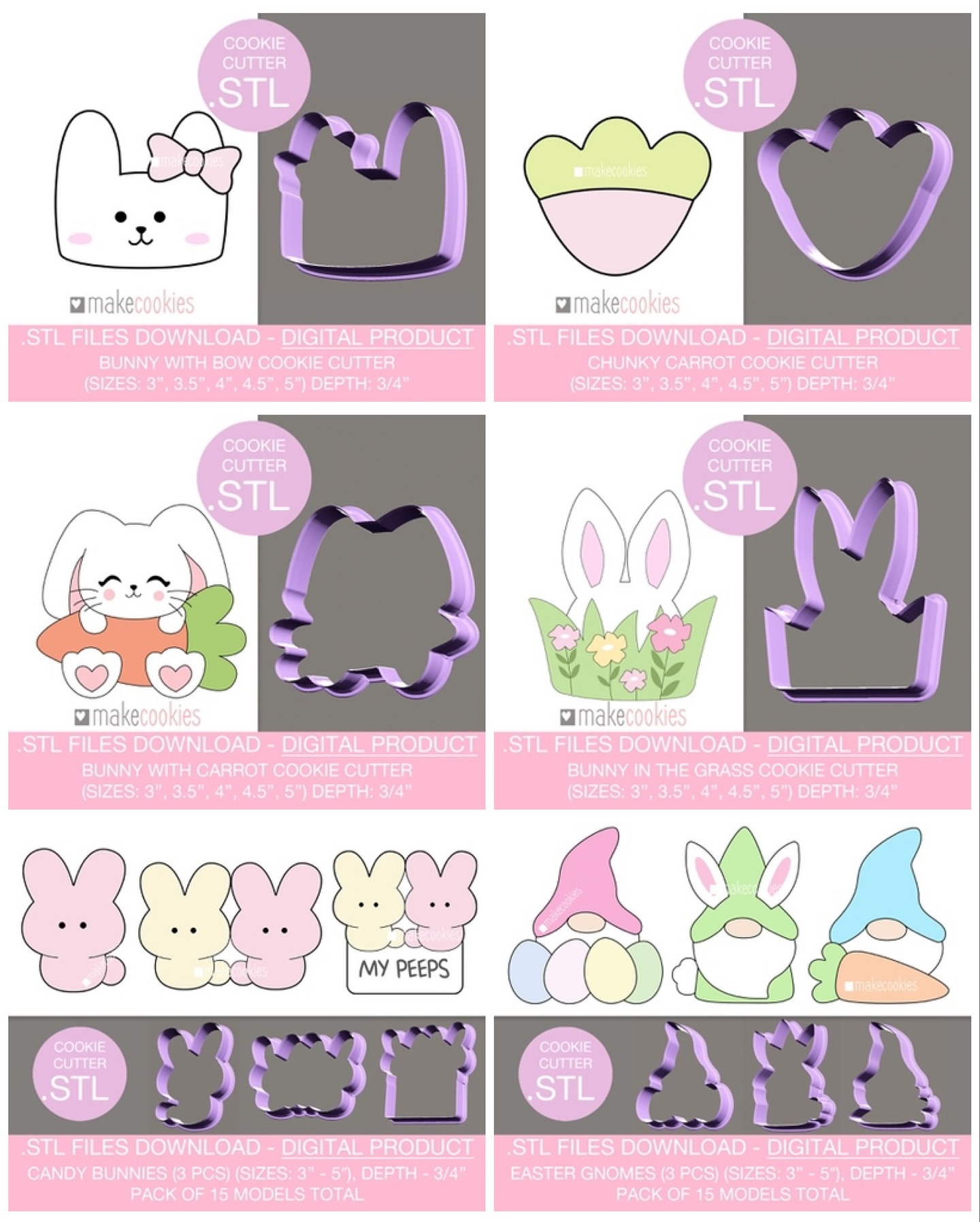 .STL files to print yourself, including some free files 🐰🌸🤗 #eastercookies #cookiecutters #3dmodels #stl