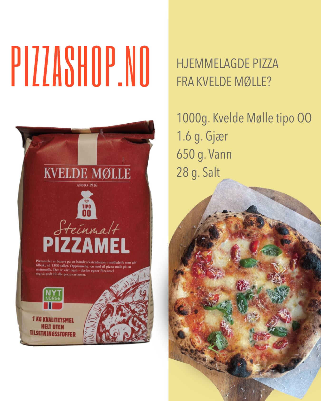 🍕 HJEMMELAGDE PIZZA FRA KVELDE MØLLE?
Prøv denne enkle og autentiske oppskriften med Kvelde Mølle Tipo 00 mel:
✅ 1000 g. Kvelde Mølle tipo 00
✅ 1.6 g. Gjær
✅ 650 g. Vann
✅ 28 g. Salt
Elt, heve, form, og stek – opplev ekte italiensk pizza hjemme! Perfekt for pizzaioloen som ønsker kvalitet.
📌 Bestill mel på Pizzashop.no
#Pizzashop #KveldeMølle #NapolitanskPizza #HjemmelagetPizza #PizzaLovers #PizzaRecipe #piizaoppskrift #tipo00