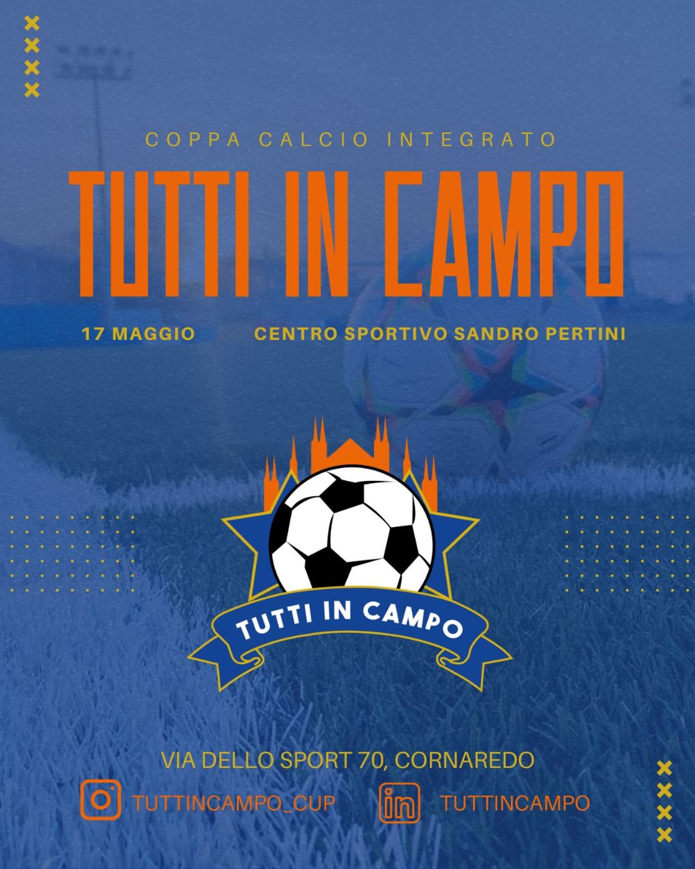 Ci siamo! Manca sempre meno!🎉
Siamo pronti a vivere insieme un’esperienza unica di sport, inclusività e divertimento.
Tutti In Campo si svolgerà il 17 Maggio presso il centro sportivo Sandro Pertini di Cornaredo(MI).
🔥Non vediamo l’ora di vedere tutti i partecipanti in azione, pronti a sfidarsi e a giocare come una squadra.
Ogni passo, ogni gol e ogni emozione è un’opportunità per unire le persone attraverso lo sport.⚽️
Restate connessi! 👀
#tuttincampo #calciointegrato #coppacalciointegrato #jobsfactory