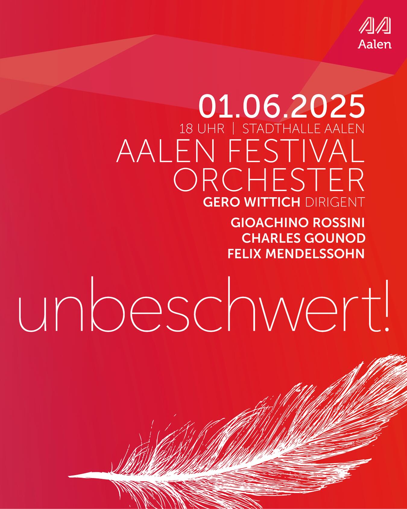 Herzliche Einladung 😍🫵
👉 Tickets: Link in Bio
Gioachino Rossini: Ouvertüre zu „Der Barbier von Sevilla“
Charles Gounod: Sinfonie Nr. 1 D-Dur
Felix Mendelssohn: Sinfonie Nr. 4 A-Dur „Italienische“
#aalenfestivalorchester #AAFO #Konzert2025 #gerowittich #aalen #ostalbkreis #stadthalleaalen #klassik #stadtaalen #aalenkulturundevent #musikfürdieseele #musikfürsherz #hiddenchampions