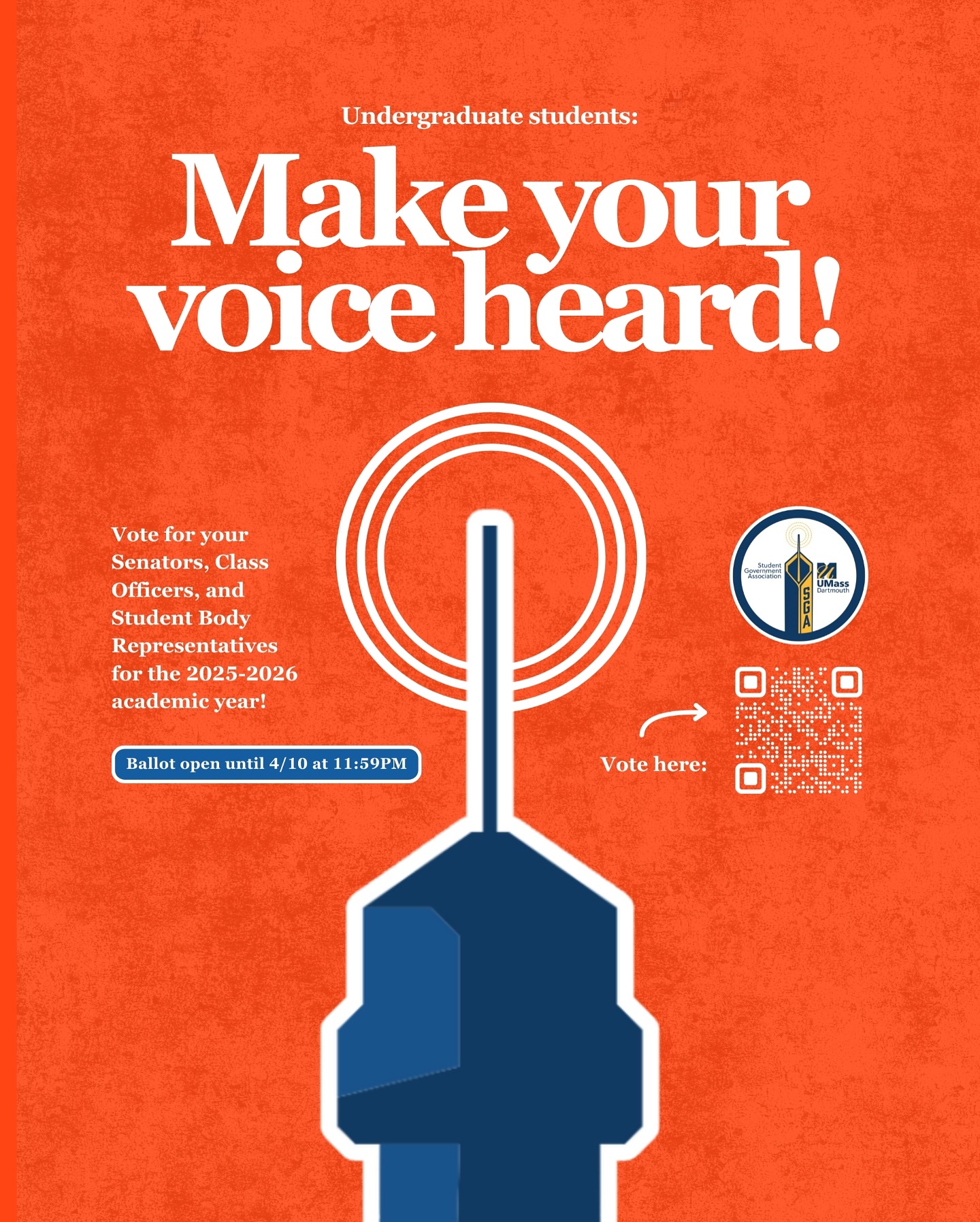 Make your voice heard and vote for your Senators, Class Officers, and Student Body Representatives for the 2025-2026 year! 🗳️📢
Scan the QR code or use the link on our Instagram story to vote from now until Thursday, April 10th at 11:59PM. Good luck to all of our candidates! 🍀