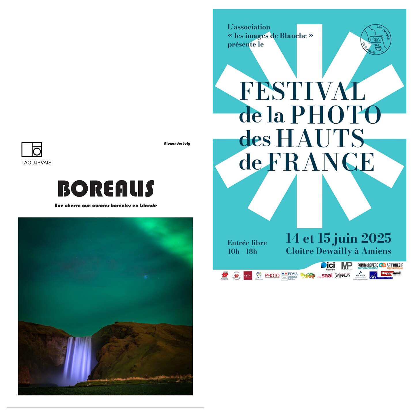 J’ai le plaisir de vous annoncer que je serai présent au festival photo des Hauts de France à Amiens les 14 et 15 juin. Ce festival est organisé par l’association @lesimagesdeblanche dont l’objectif est de sensibiliser au handicap et d’améliorer le quotidien des familles concernées.
J’y exposerai Borealis. Cela sera l’occasion d’échanger autour de cette chasse aux aurores boréales et sur d’autres sujets bien entendu. J’ai hâte d’y être pour vous voir et faire de belles rencontres.
#festivalphotodeshautsdefrance #amiens #sensibilisationhandicap #borealis #exposition #expositionphoto #expophoto #islande #hautsdefrance #laoujevais