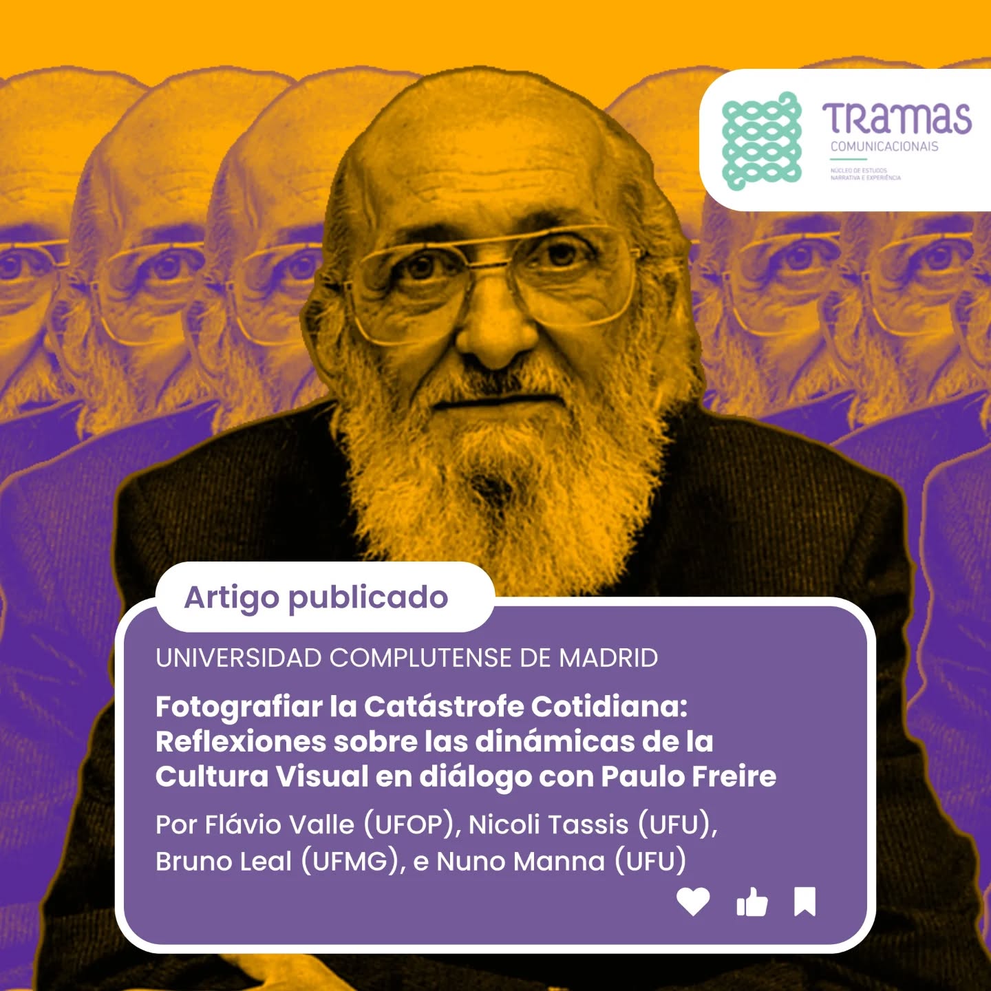 Fotografar a catástrofe cotidiana: publicado na Universidad Complutense de Madrid!
O artigo analisa como a alfabetização fotográfica, inspirada em Paulo Freire, ajuda jovens de Mariana (MG) a representar e ressignificar suas vivências após o rompimento da barragem de Fundão.
A pesquisa discute o projeto Olhares Comunitários, que usa fotografia e diálogo para estimular senso crítico, pertencimento e transformação social.
Parabéns, Flávio Valle, Nicoli Tassis, Bruno Leal e Nuno Manna!
Acesse o artigo completo no site da Universidad Complutense de Madrid.
