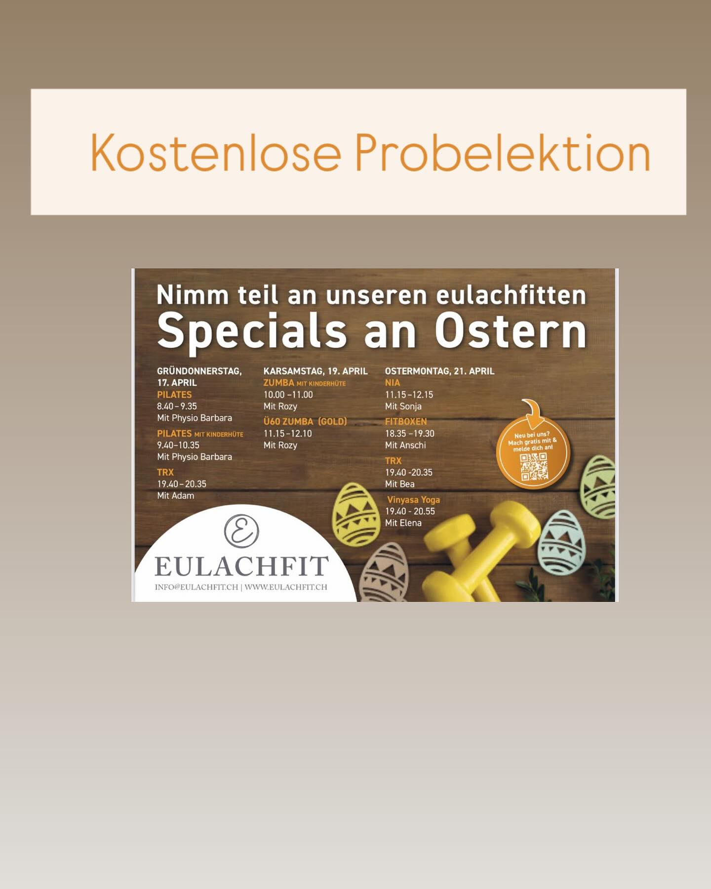 #eulachfit #gruppenfitness # yoga #ostern #fitboxen #zumba #bewegen #elgg #tanz #pilates #trx