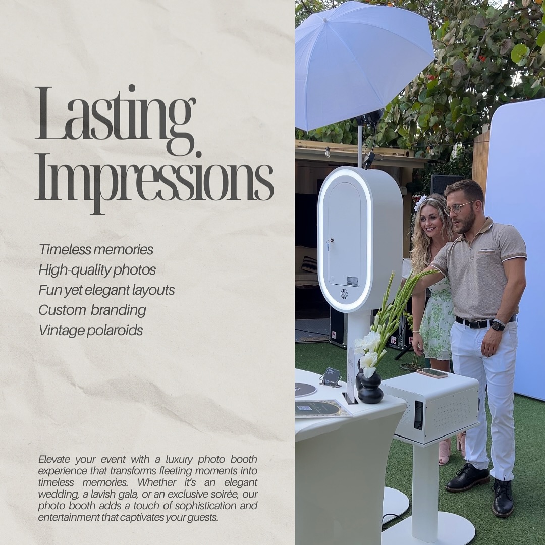 Let us elevate your event with our first class Photo Booth experience ✨ #miamievents #southfloridaweddings #westpalmbeach #fortlauderdaleparties